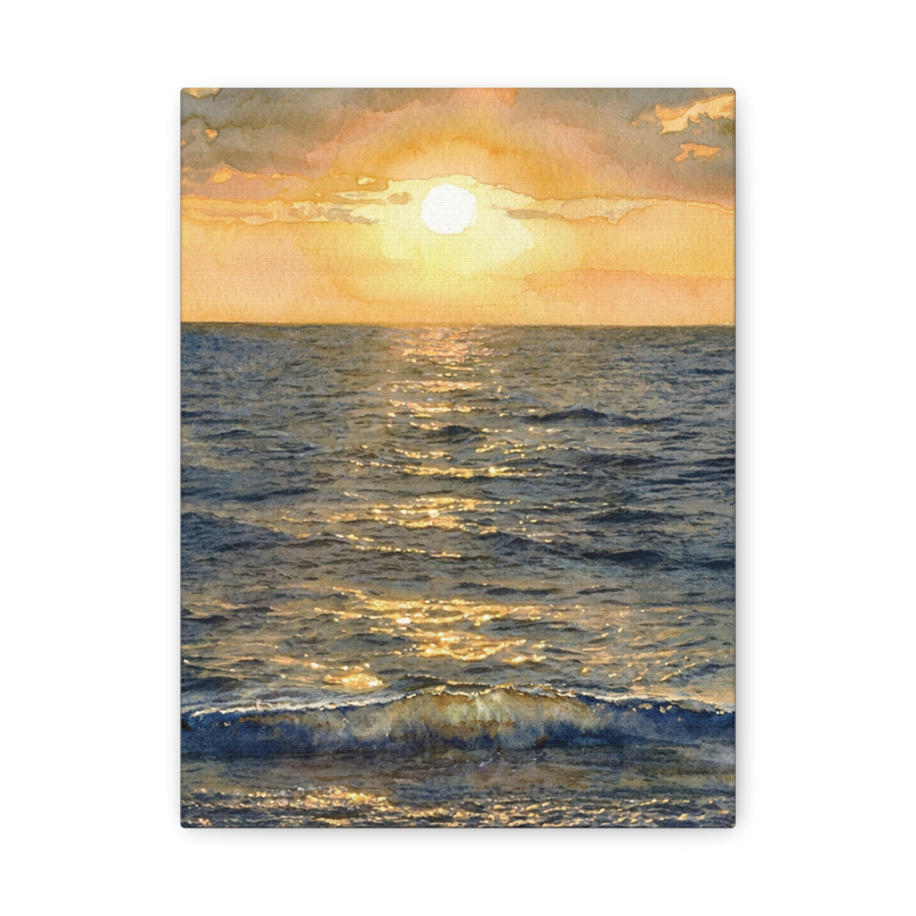 Sunset Over Ocean Matte Canvas Print — Stretched Wall Art