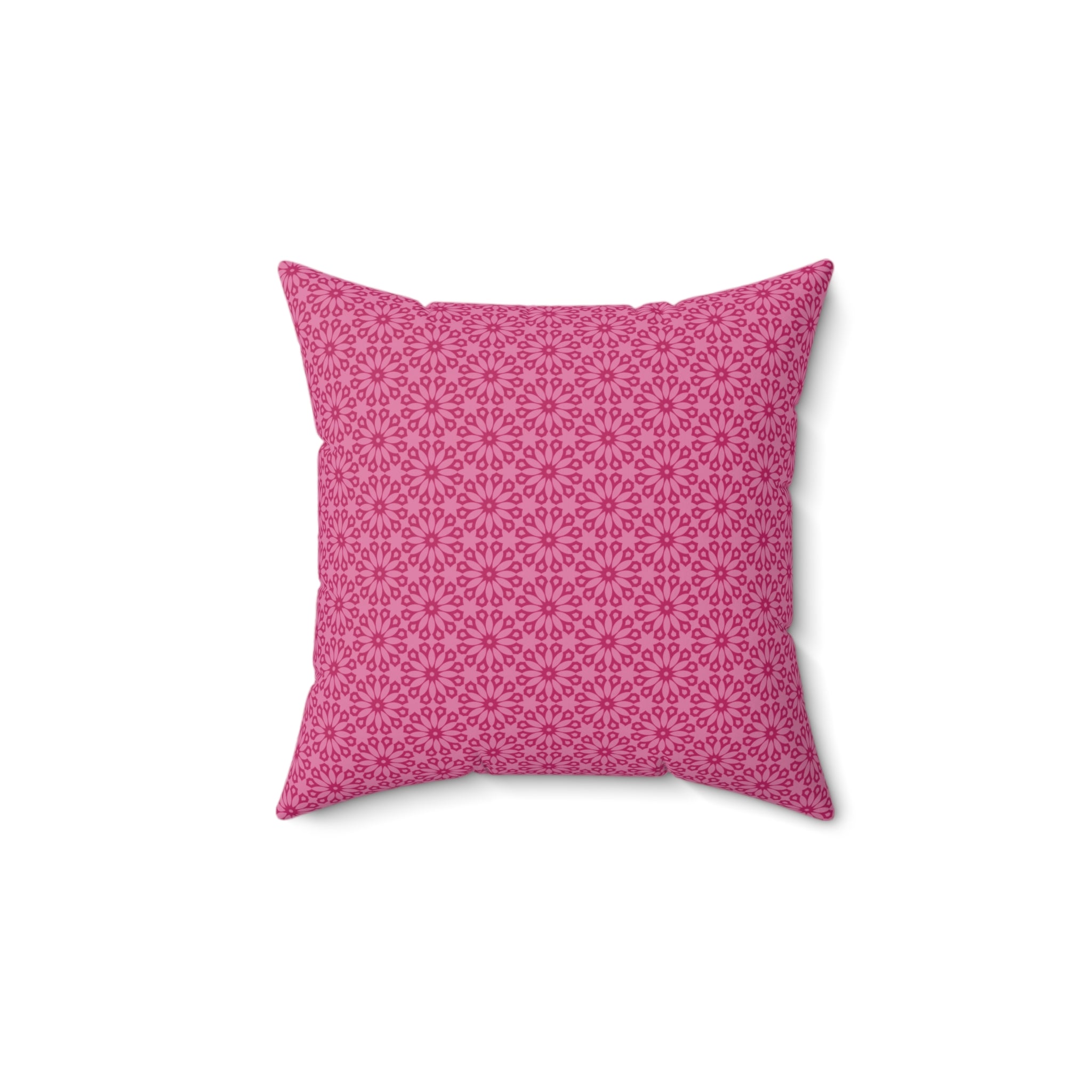 Pink Floral Pattern Pillow - Decorative Square Throw Cushion