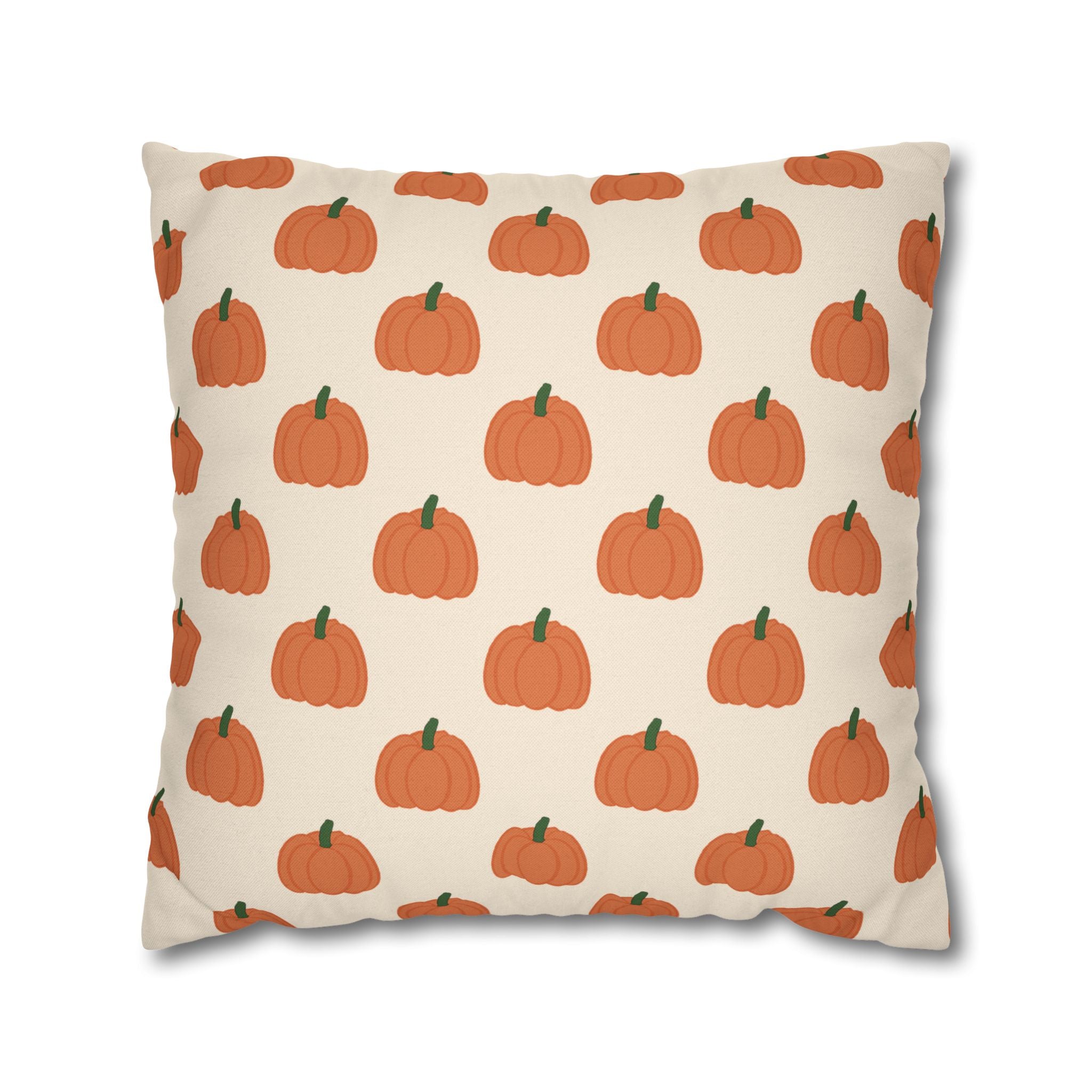 Cream Halloween Pumpkin Pattern THROW PILLOW COVER — Fall Decorative Square Pillow Cover