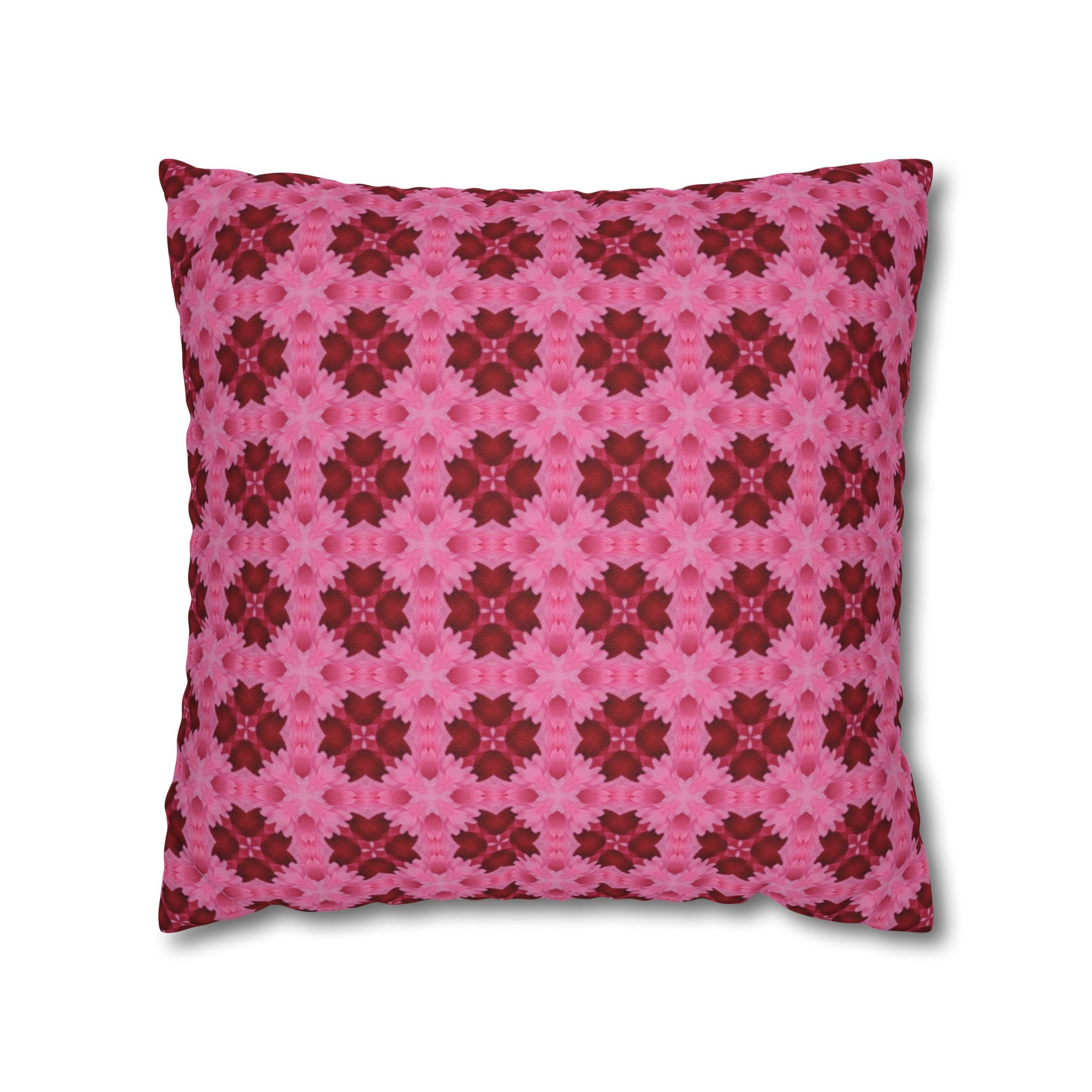Pink Floral Geometric THROW PILLOW COVER — Decorative Square Pillow Cover