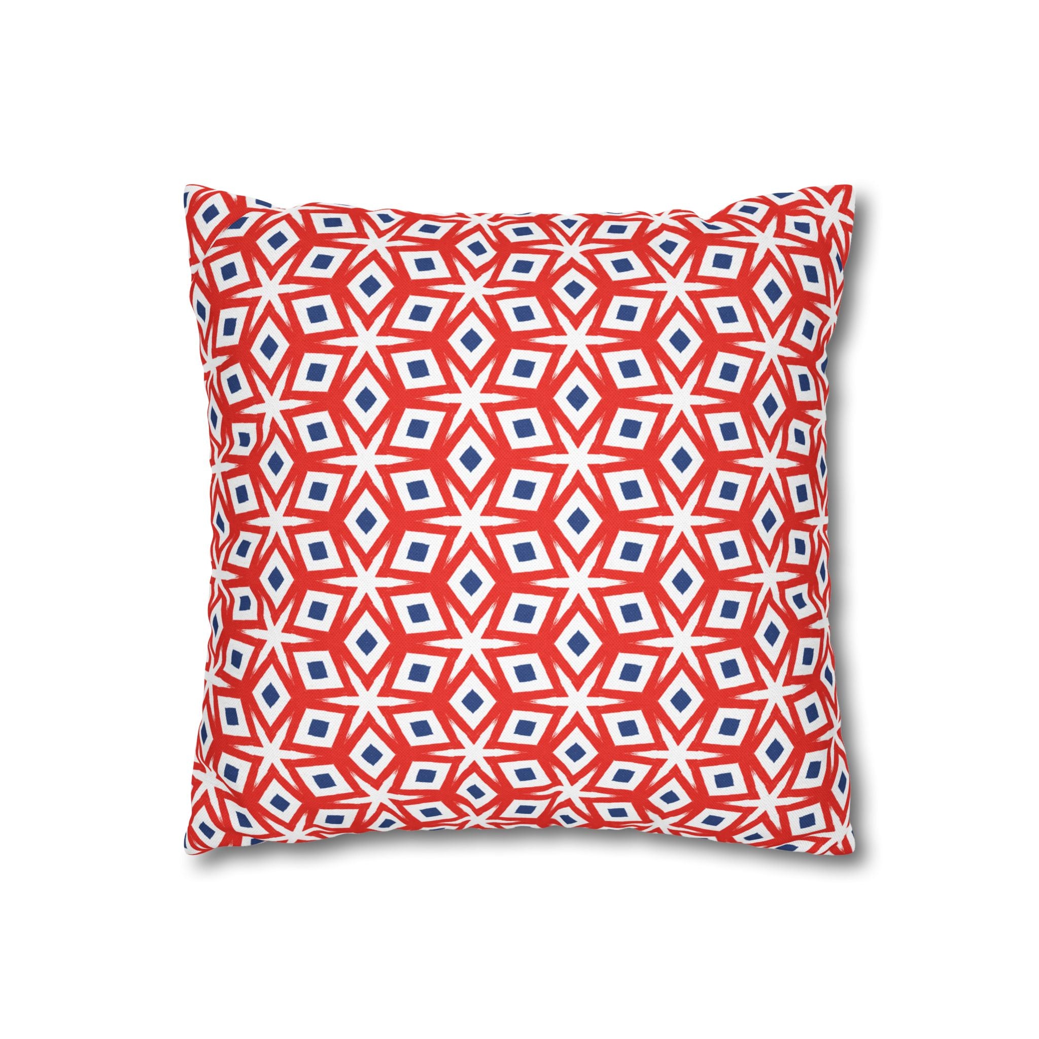 July 4th Fun THROW PILLOW COVER — Patriotic Spun Polyester Pillow Cover
