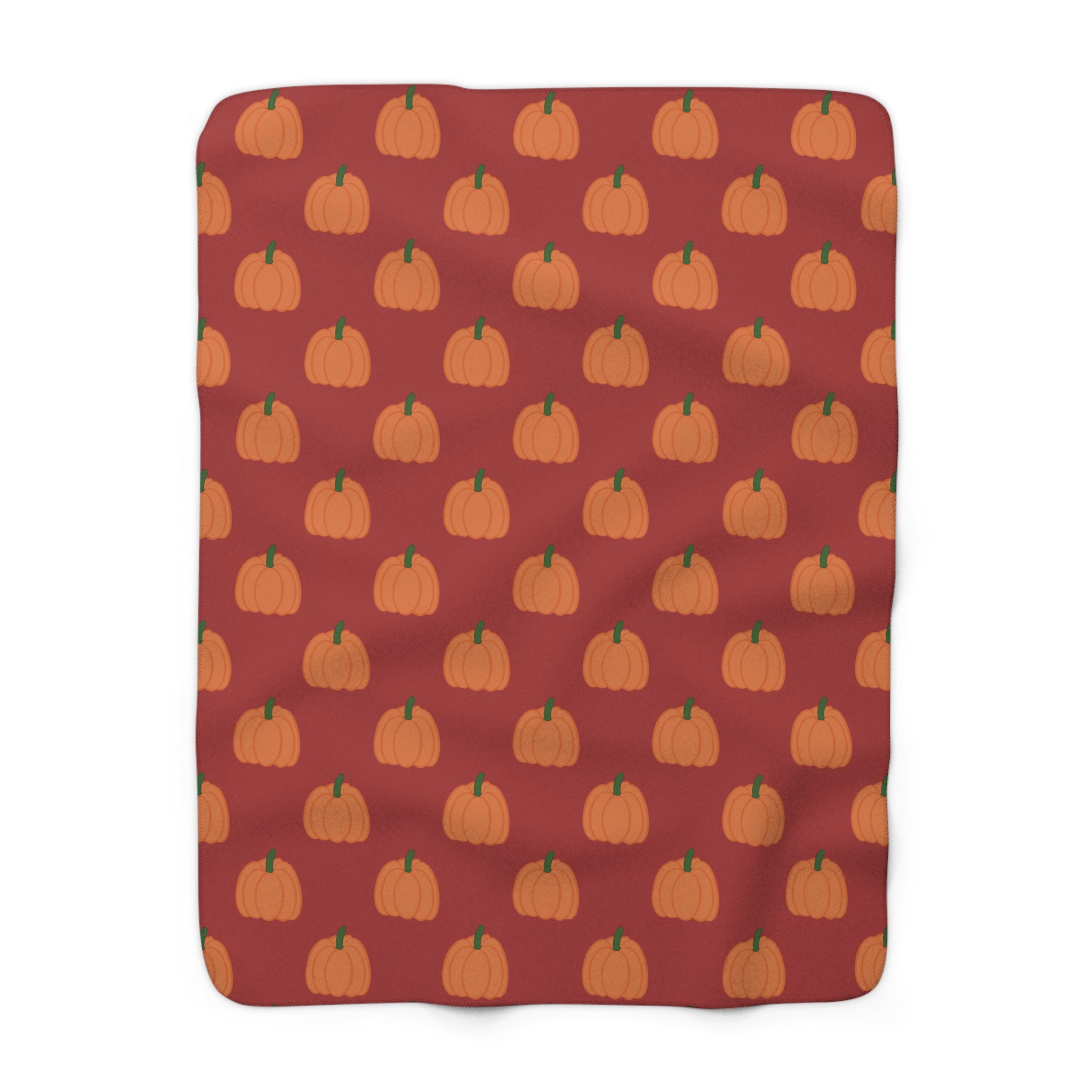Burnt Orange Halloween Pumpkin Pattern Sherpa Blanket — Cozy Halloween Fall Throw