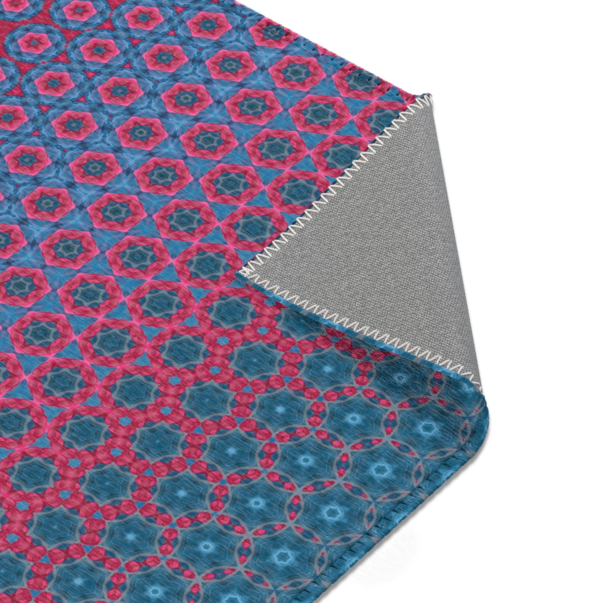 Ombre Boho Area Rug — Pink & Teal Mosaic Pattern