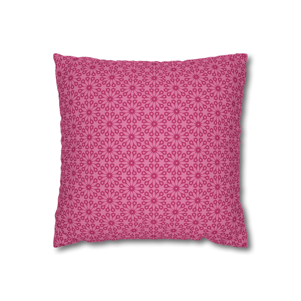 Daisy Bloom Pink Floral Pattern Decorative THROW PILLOW COVER — Spun Polyester Square Pillow Cover