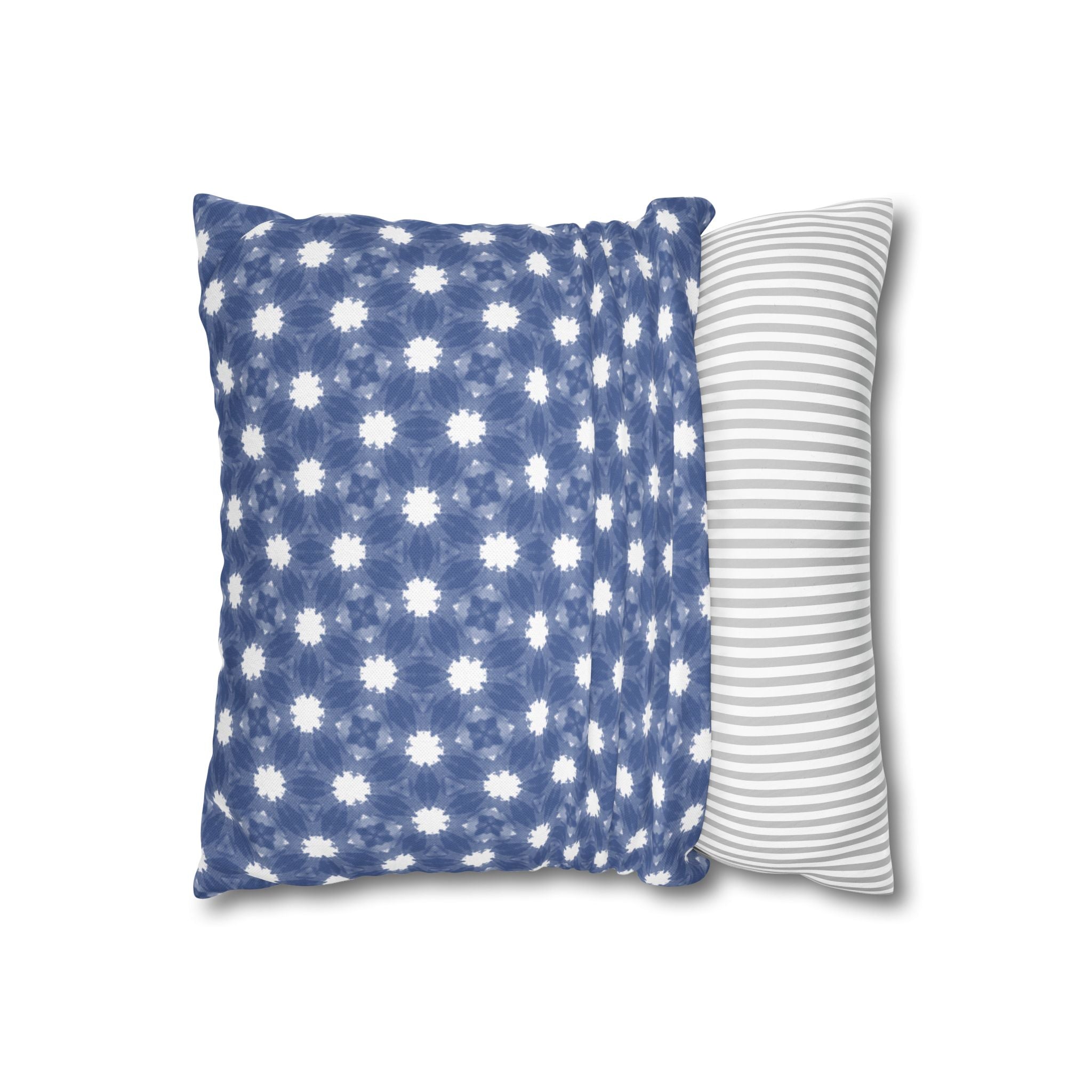 Blue and white Floral Pattern THROW PILLOW COVER — Square Decorative Throw Pillow Cover
