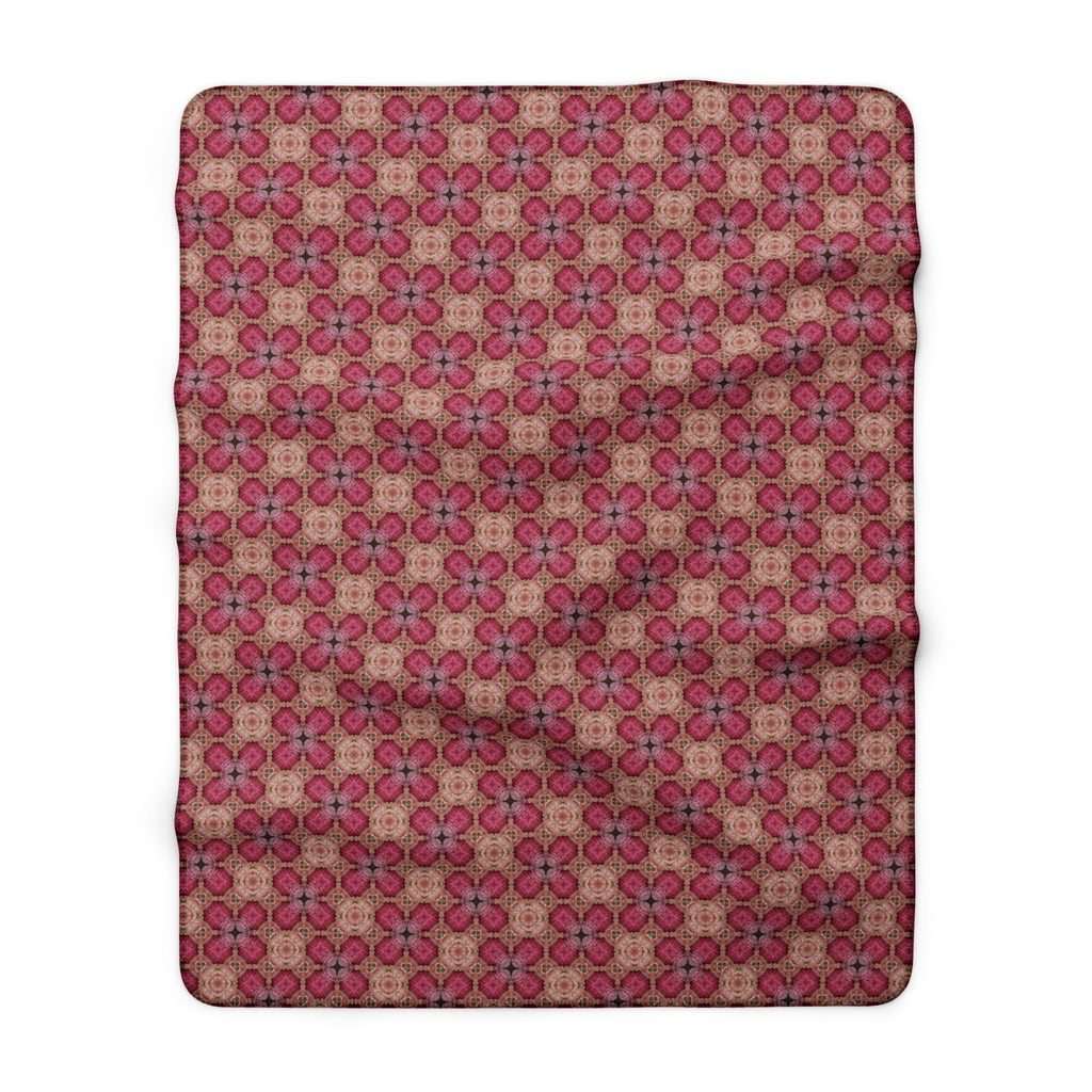 Plush Sherpa Blanket — Pink Floral Mosaic Cozy Throw