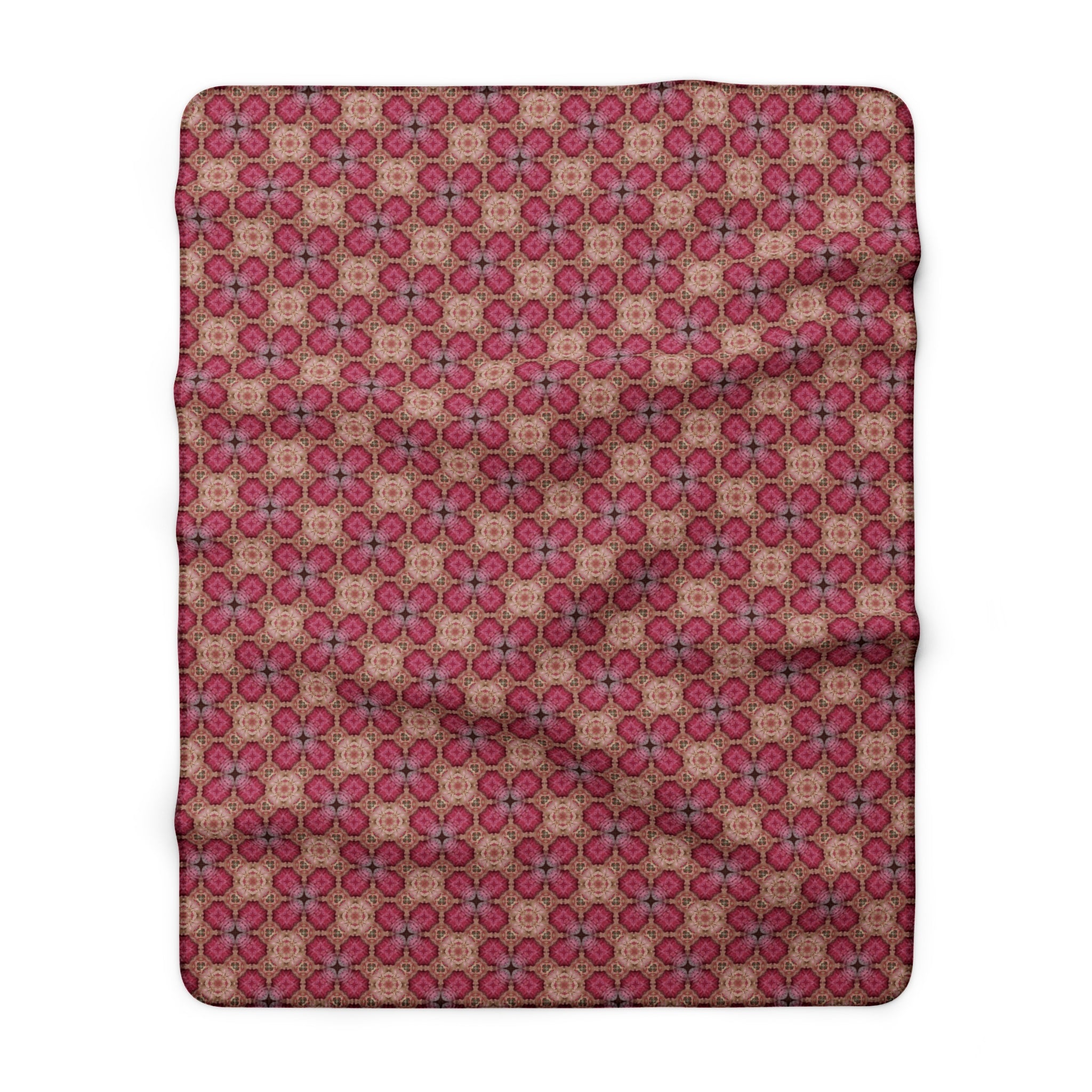 Plush Sherpa Blanket — Pink Floral Mosaic Cozy Throw