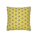 Blue Sun Yellow Floral Pattern THROW PILLOW COVER — Blue Sunburst Decorative Throw Pillow