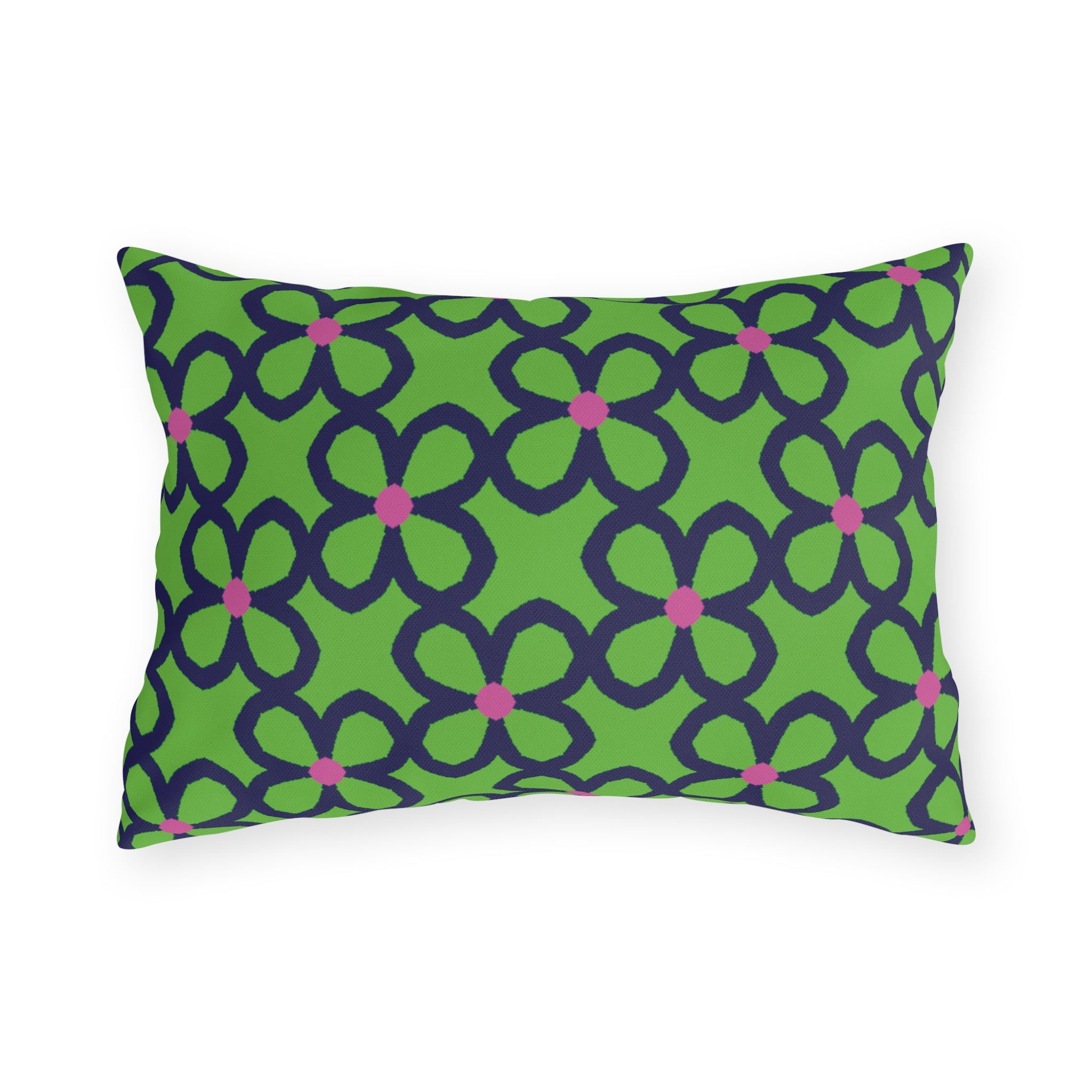 Outdoor Pillow — Green Floral Trellis Pattern Decorative Cushion