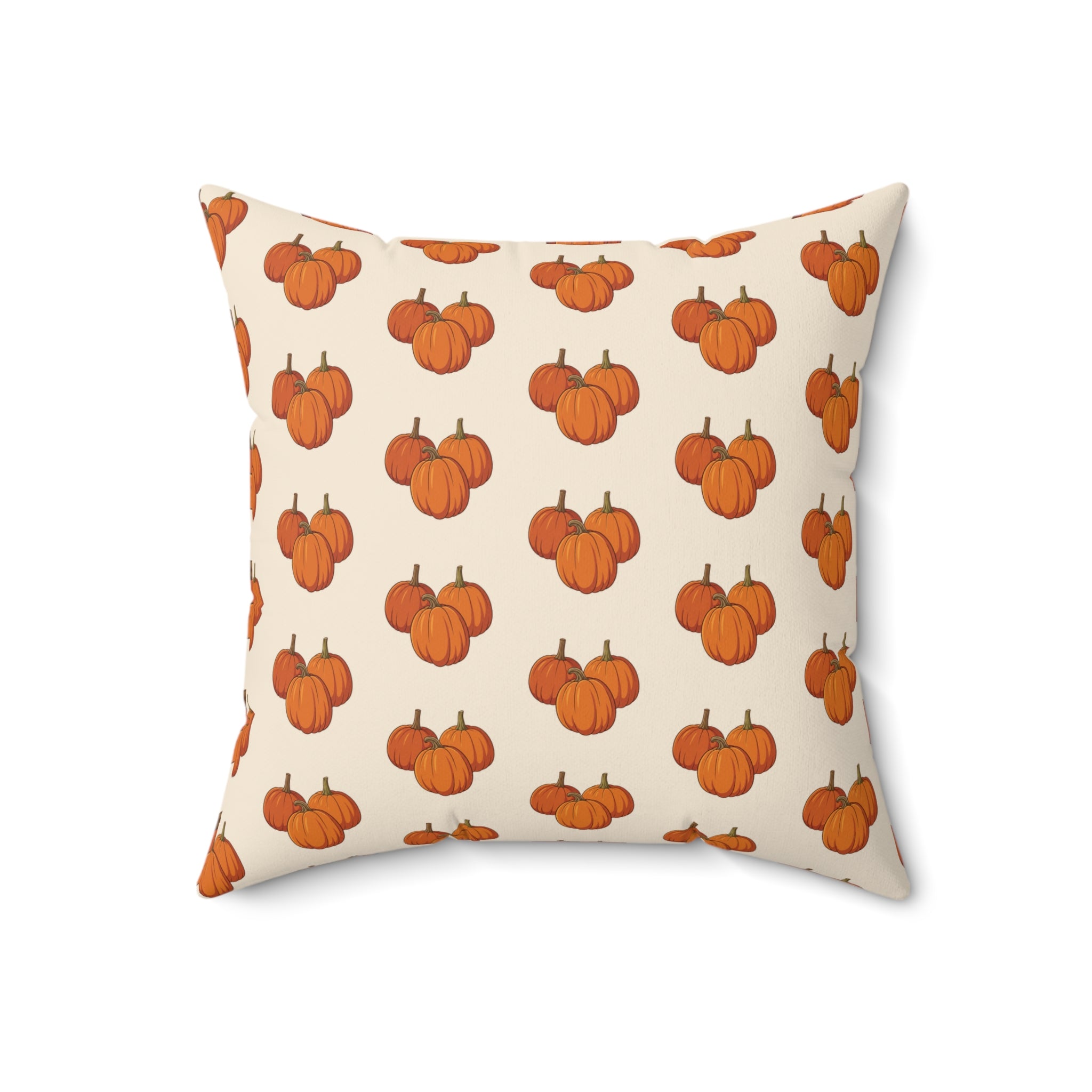 Cream Autumn Pumpkin Pattern Square Throw Pillow — Fall Decorative Accent