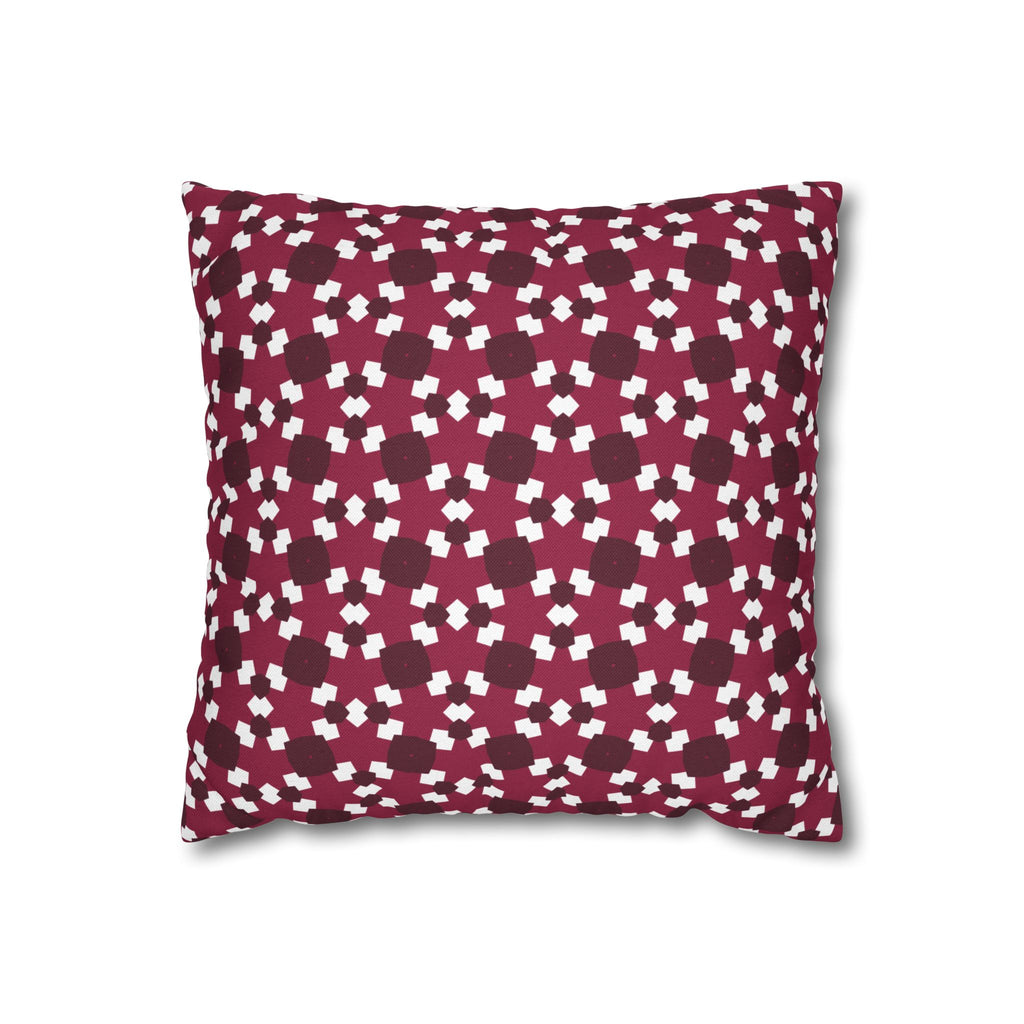 Burgundy Floral Geometric Throw THROW PILLOW COVER — Cozy Patterned Square Cushion Cover