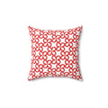 Red Floral Geometric Throw Pillow — Modern Patterned Square Accent Cushion