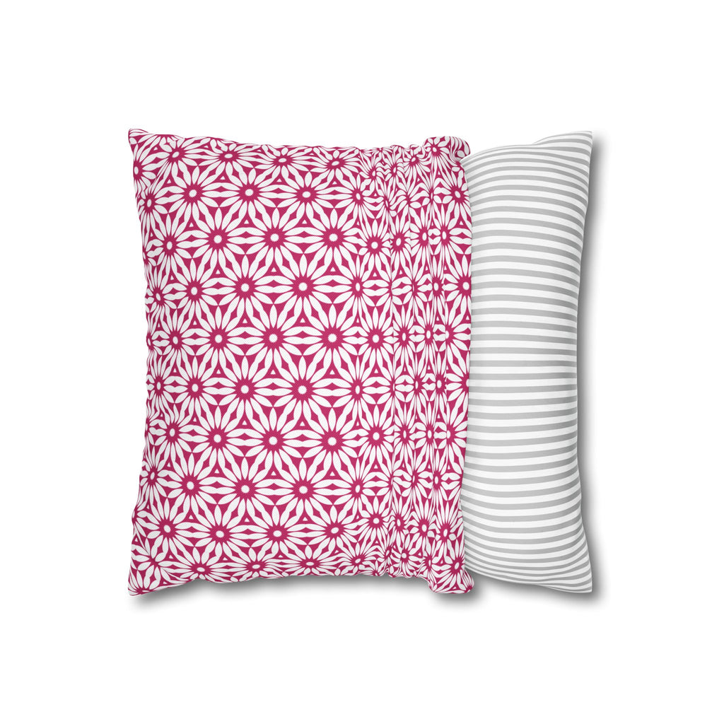 Pink and White Daisy Decorative Pattern THROW PILLOW COVER