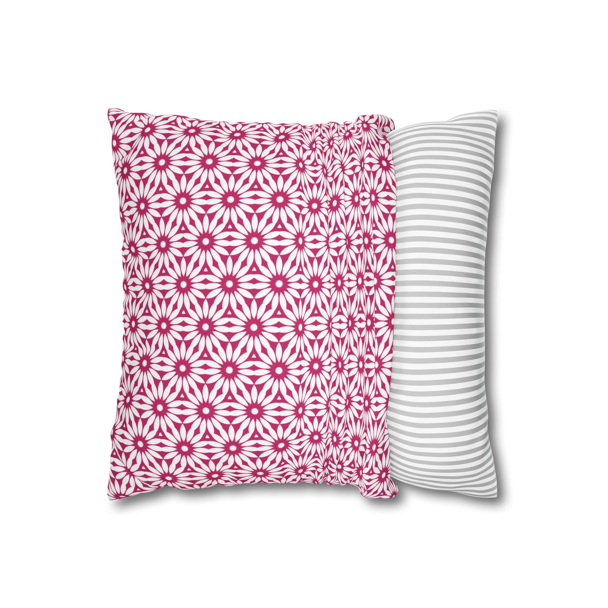Pink and White Daisy Decorative Pattern THROW PILLOW COVER