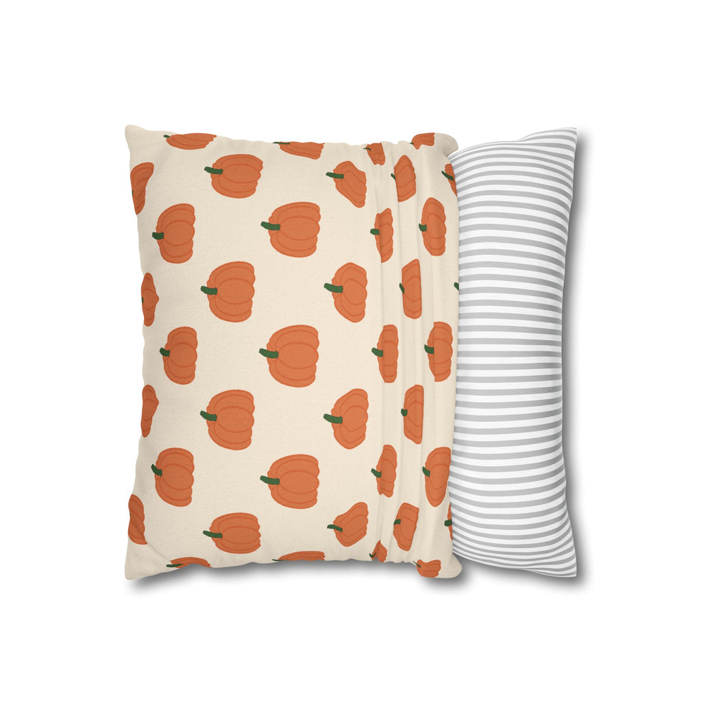 Cream Halloween Pumpkin Pattern THROW PILLOW COVER — Fall Decorative Square Pillow Cover