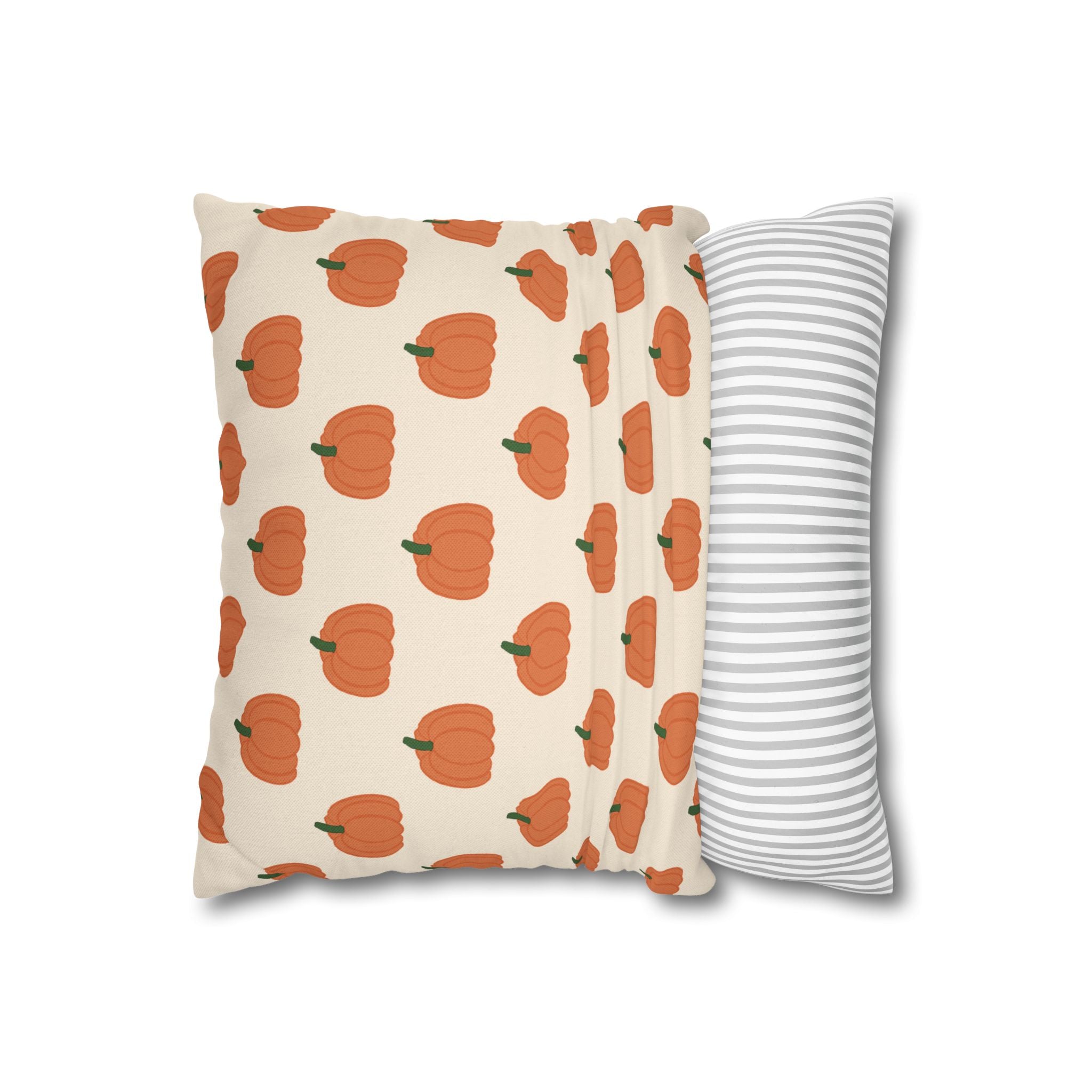 Cream Halloween Pumpkin Pattern THROW PILLOW COVER — Fall Decorative Square Pillow Cover