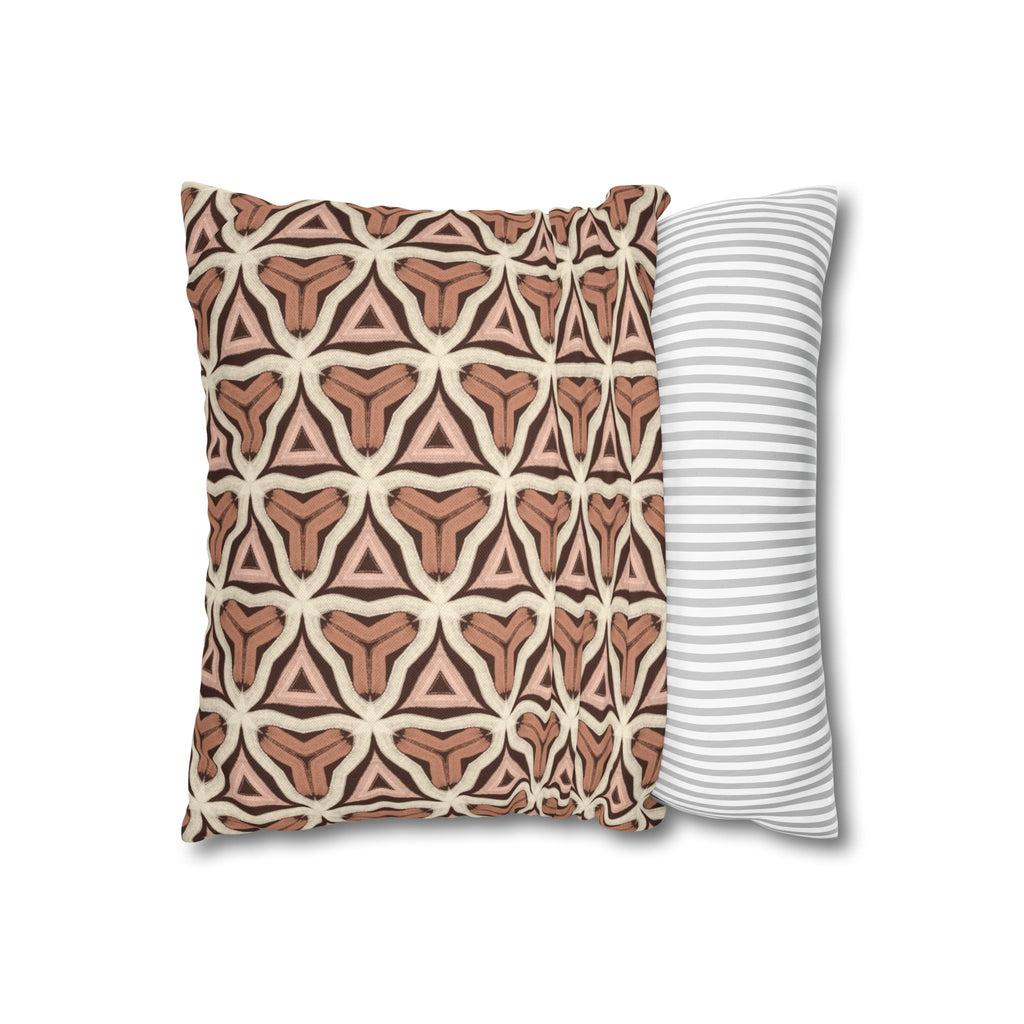 Earth Tone Tribal Pattern Decorative THROW PILLOW COVER — Spun Polyester Square Pillowcase