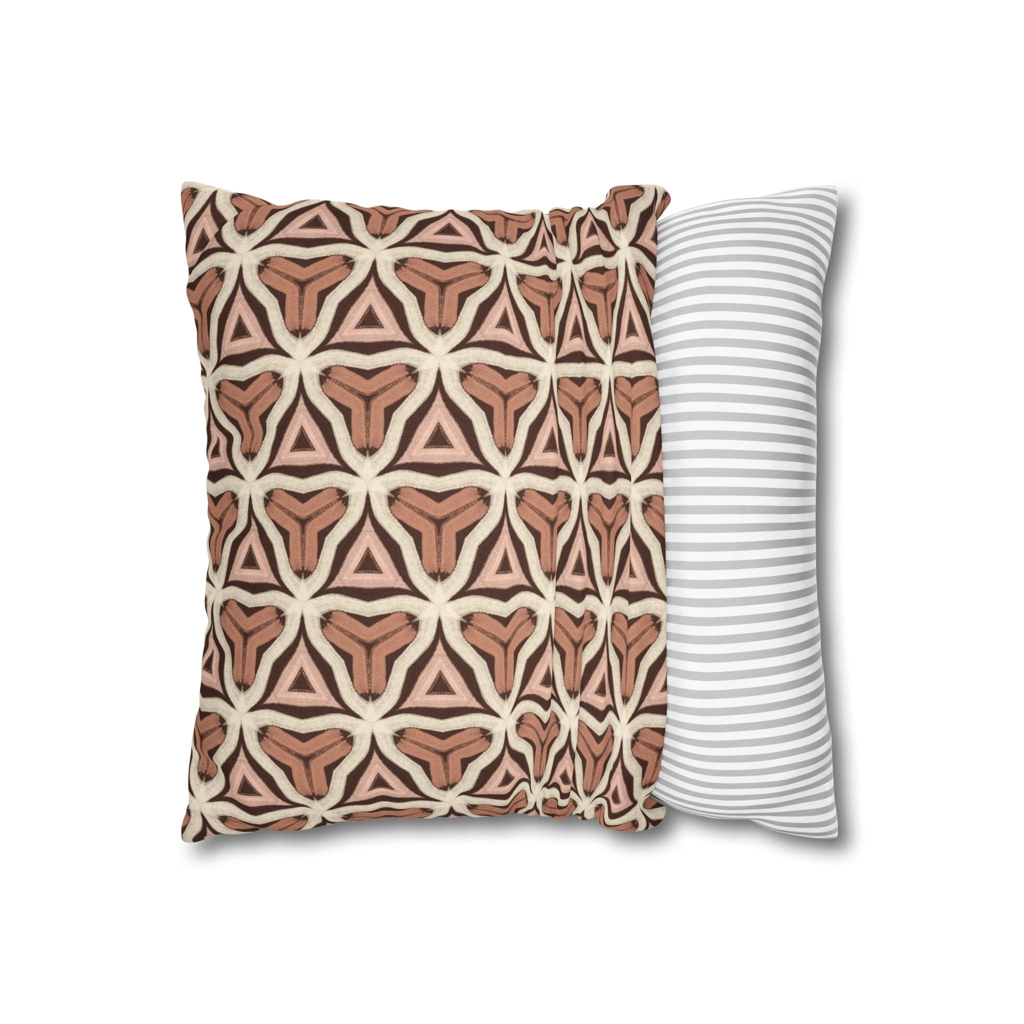 Earth Tone Tribal Pattern Decorative THROW PILLOW COVER — Spun Polyester Square Pillowcase