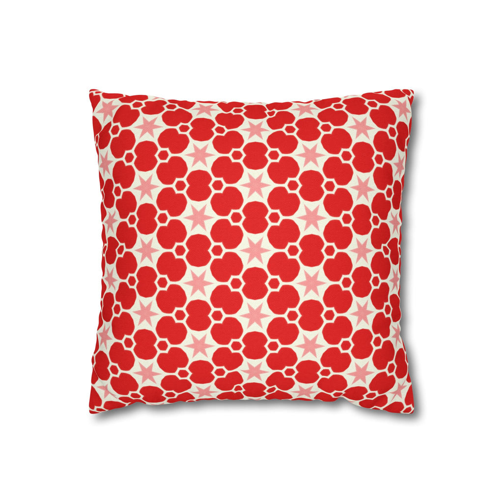 Red Floral Retro Pattern THROW PILLOW COVER — Modern Geometric Decor
