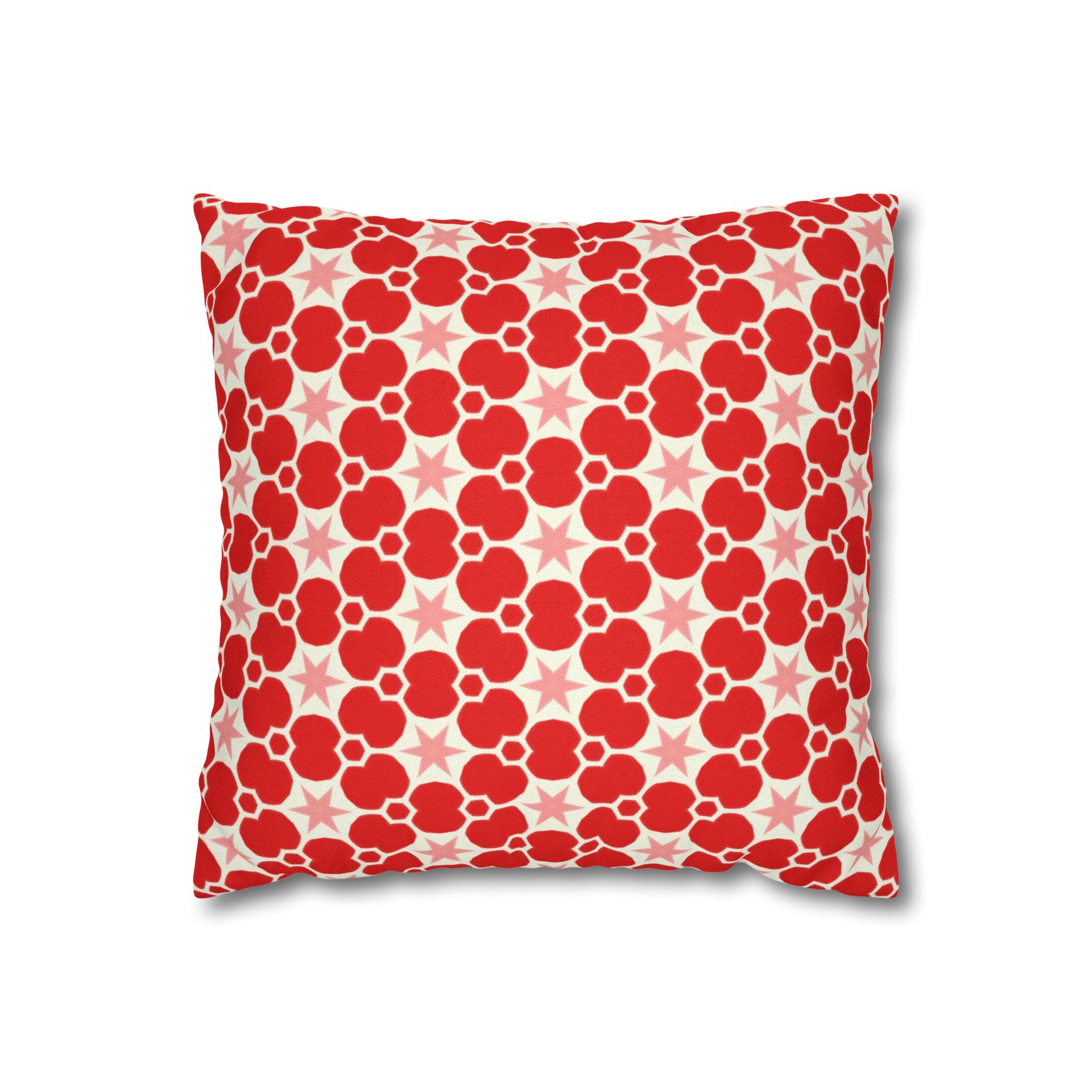Red Floral Retro Pattern THROW PILLOW COVER — Modern Geometric Decor