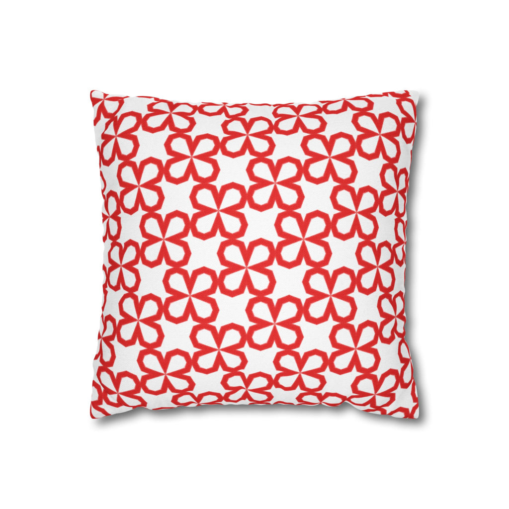 Red Doodle Flowers Pattern THROW PILLOW COVER — Decorative Square Throw Pillow Cover