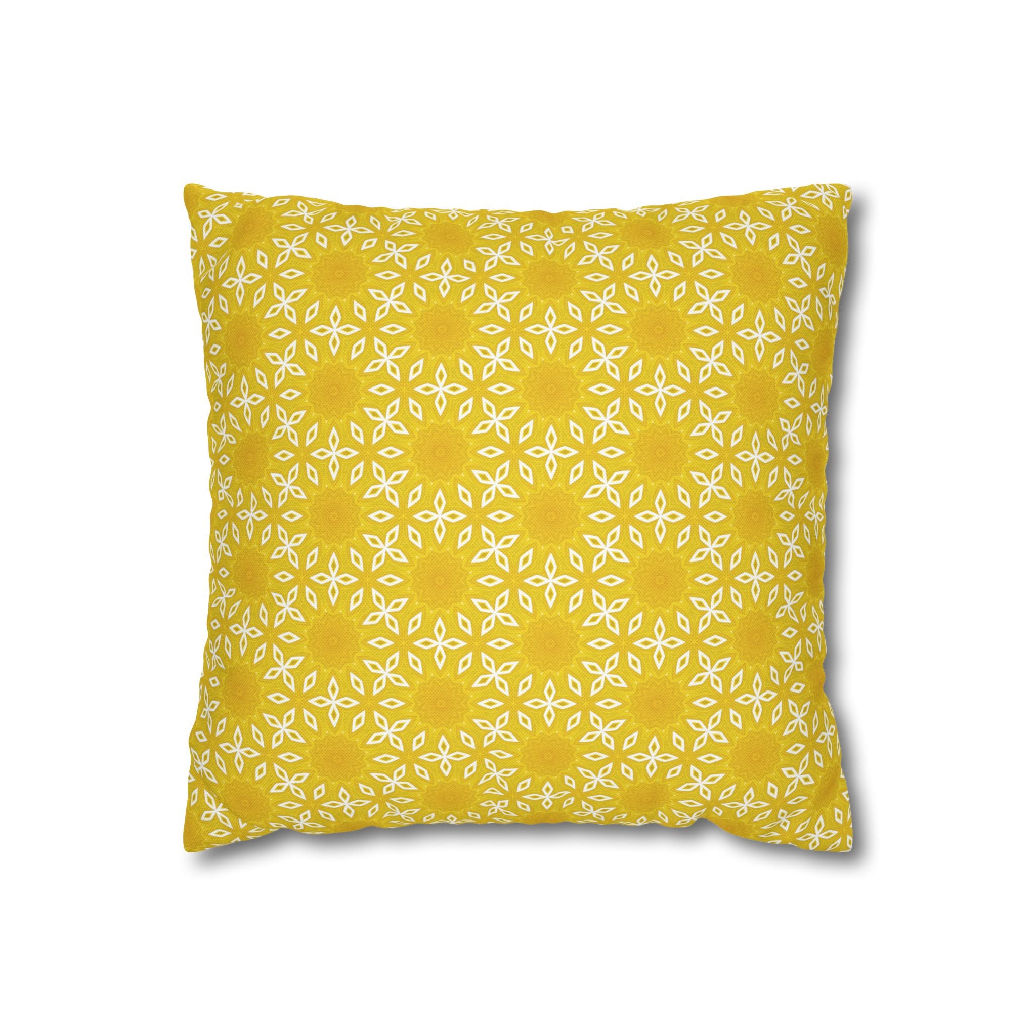 Sunny Blooms Yellow Pattern Decorative THROW PILLOW COVER — Square Throw Pillow Cover