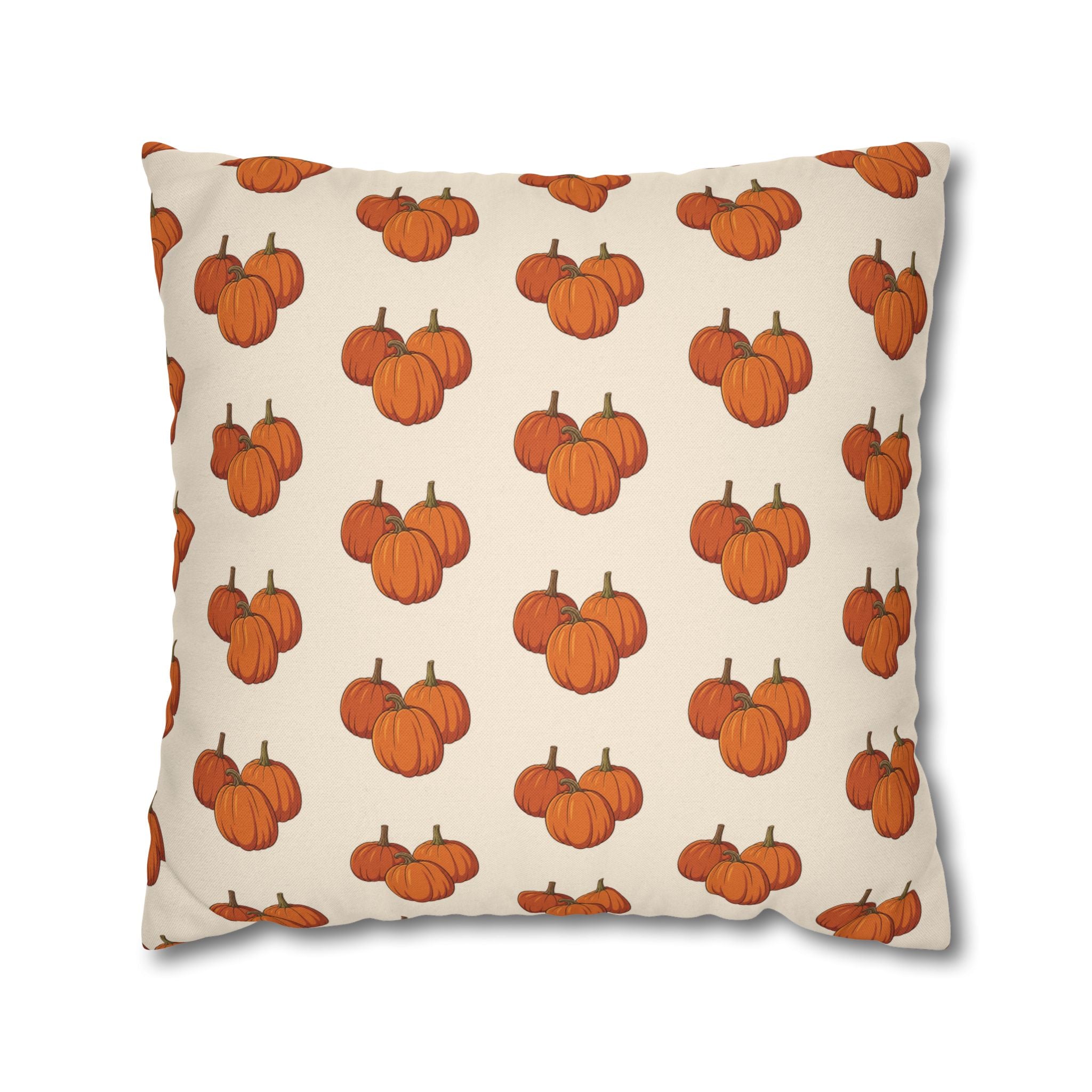 Cream Autumn Pumpkin Pattern THROW PILLOW COVER — Fall Decorative Throw Pillow Cover
