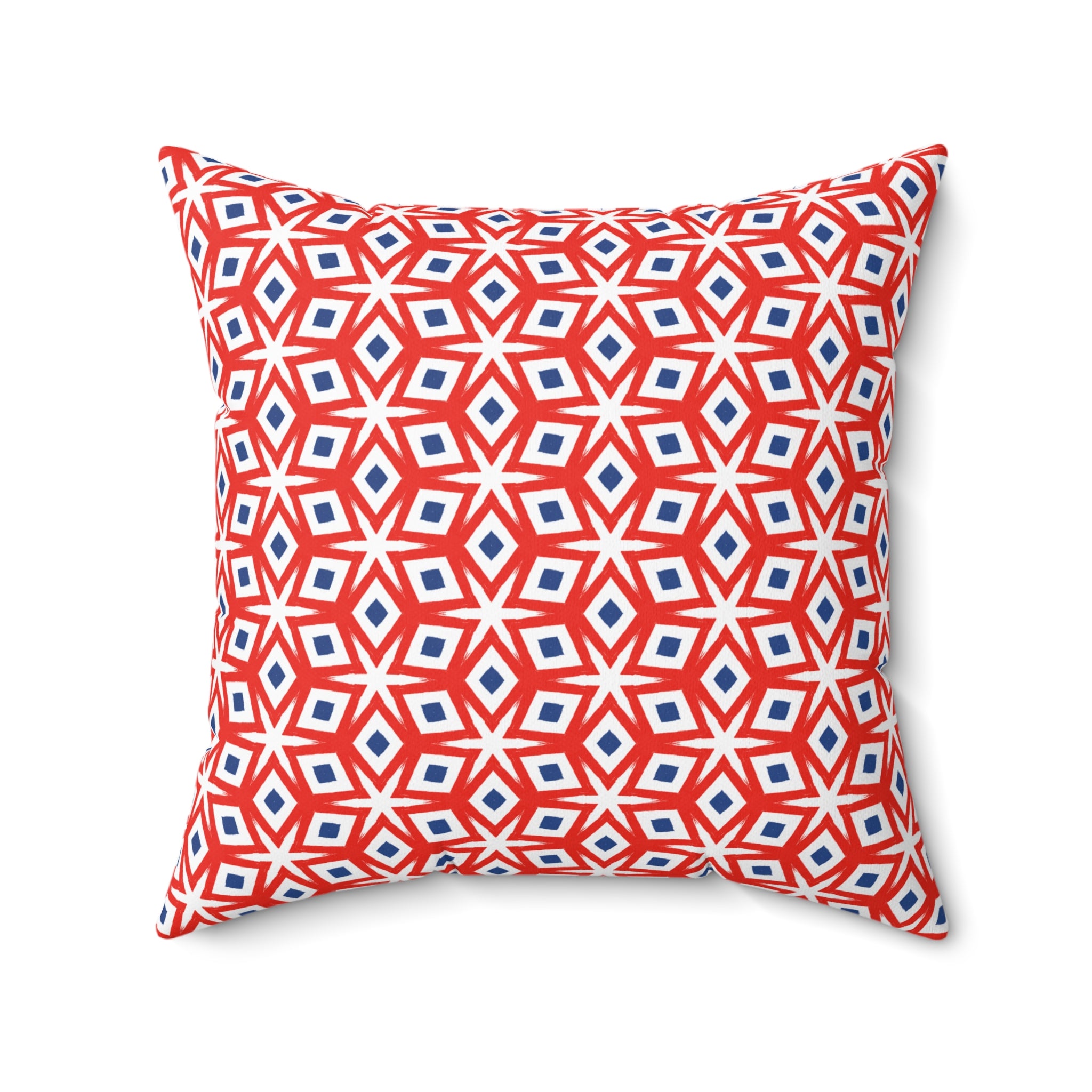 July 4th Fun Holiday Throw Pillow — Patriotic Spun Polyester Cushion