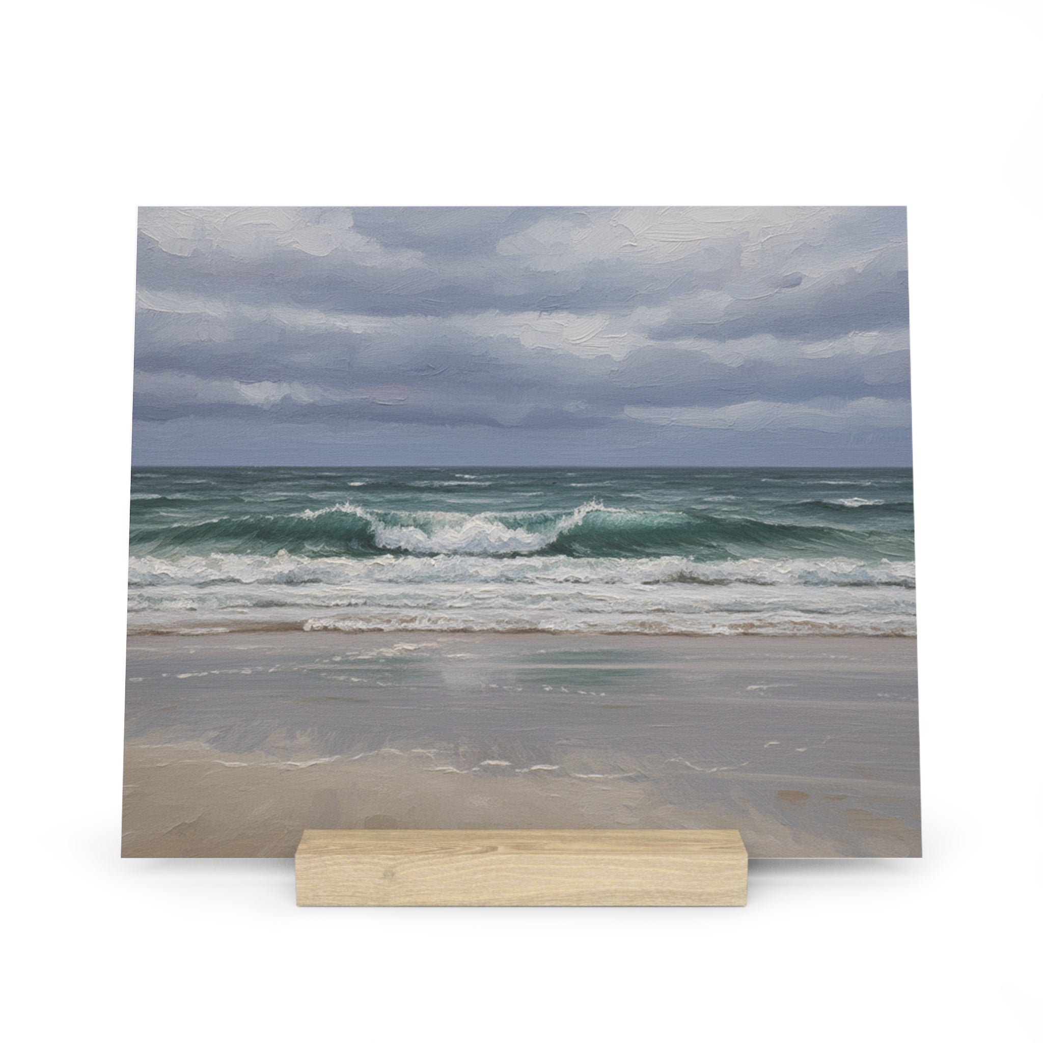 Cornwall Seascape Gallery Board with Stand — Decorative Coastal Display Plaque
