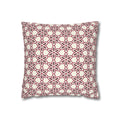 Cream Pillow THROW PILLOW COVER with Burgundy Flowers — Pink Geometric Square Throw Pillowcase