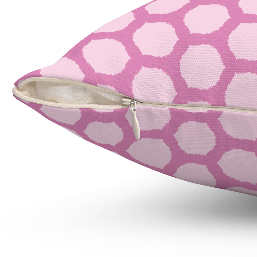 Pink Honeycomb Pattern Pillow — Decorative Square Throw Pillow