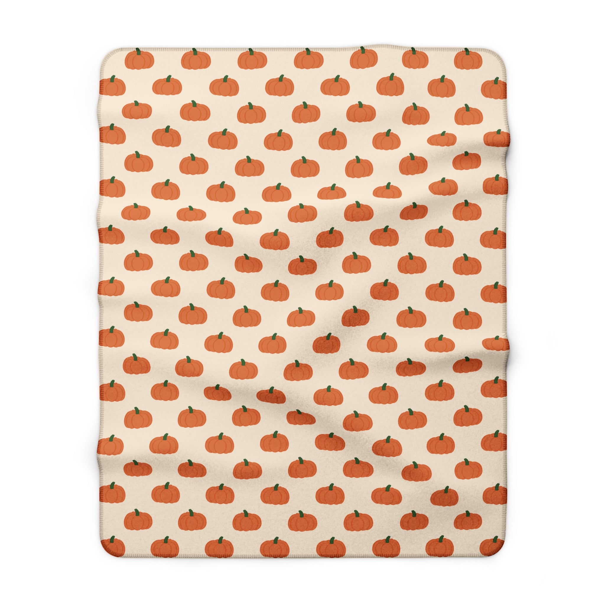 Cream Halloween Pumpkin Pattern Sherpa Blanket — Cozy Halloween Fall Throw