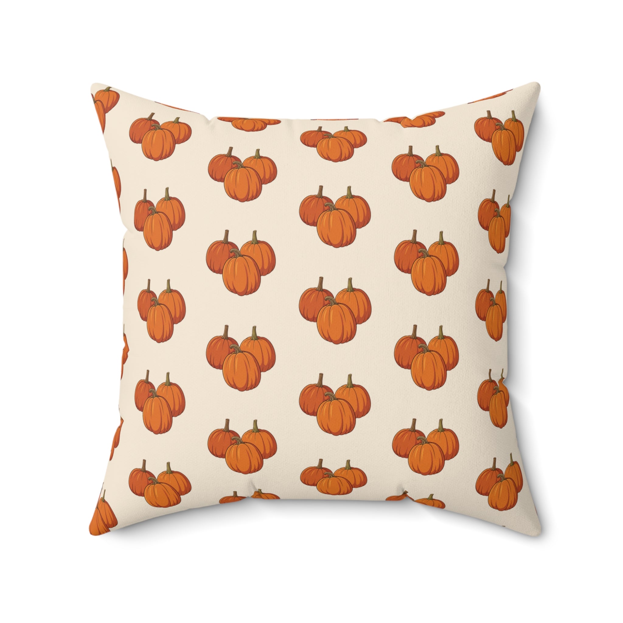 Cream Autumn Pumpkin Pattern Square Throw Pillow — Fall Decorative Accent
