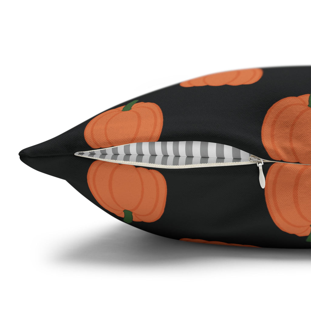 Black Halloween Pumpkin Pattern THROW PILLOW COVER — Halloween Fall Decorative Square Pillow Cover