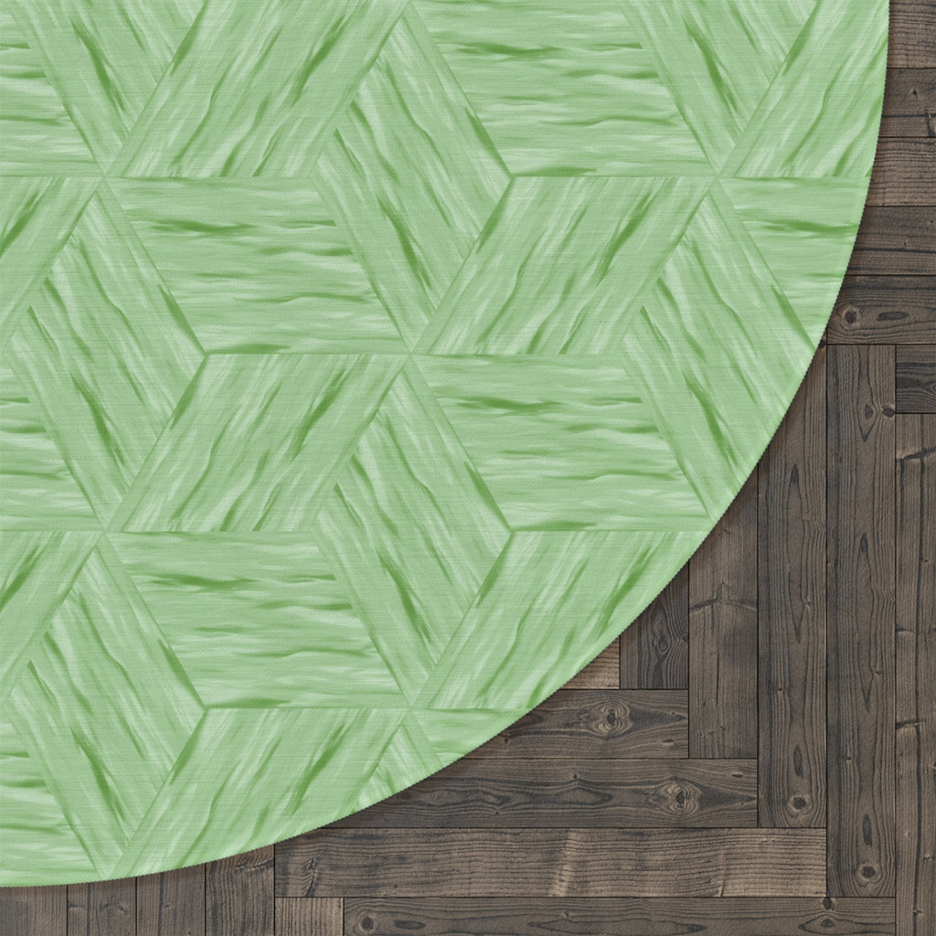 Mint Geometric Pastel Round Rug — Mint Textured Hexagon Floor Mat