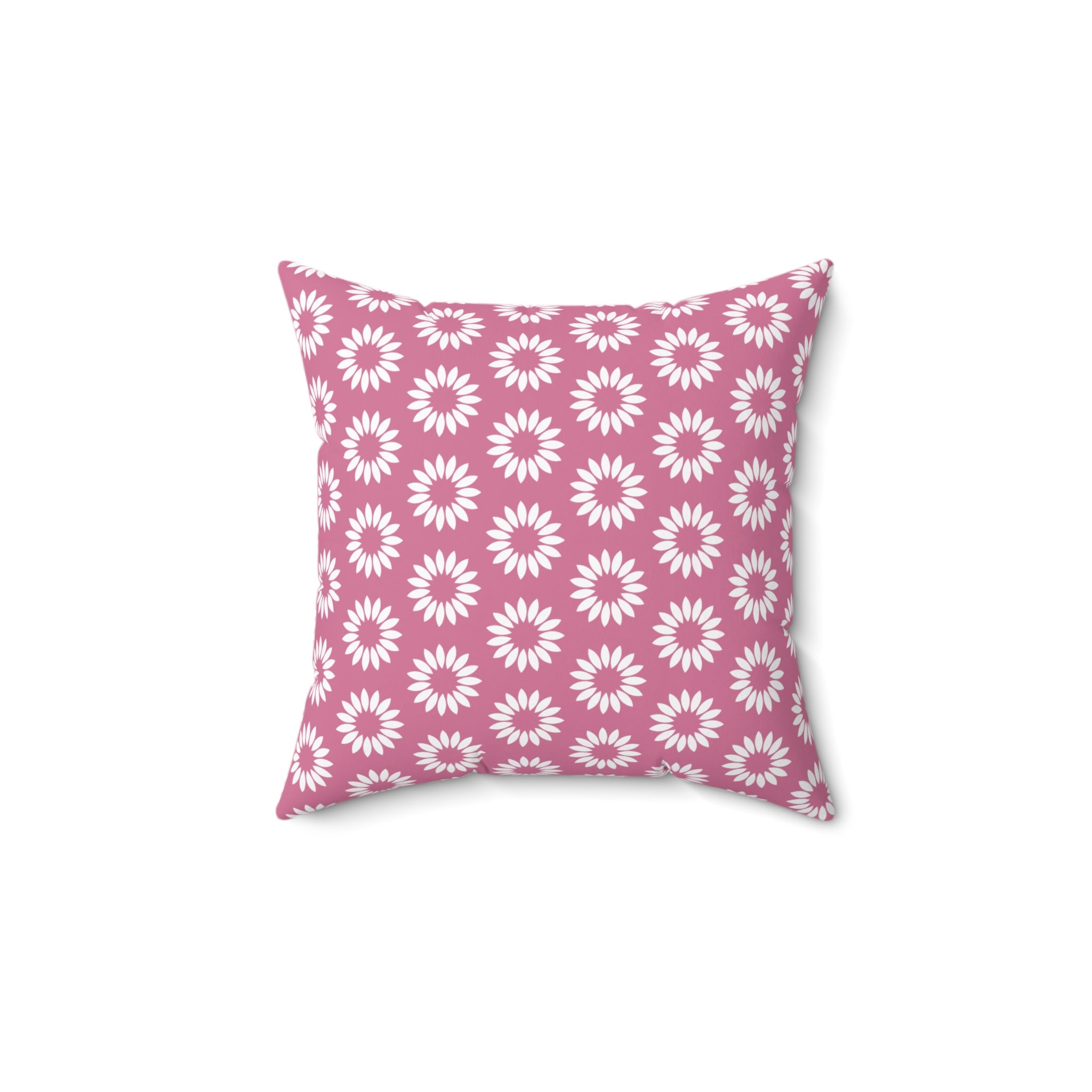 Pink Daisy Pattern Pillow — Decorative Square Throw Pillow