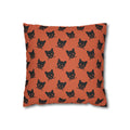 Black Cat Orange THROW PILLOW COVER — Cute Minimalist Black & Orange Halloween Decorative Pillow Cover
