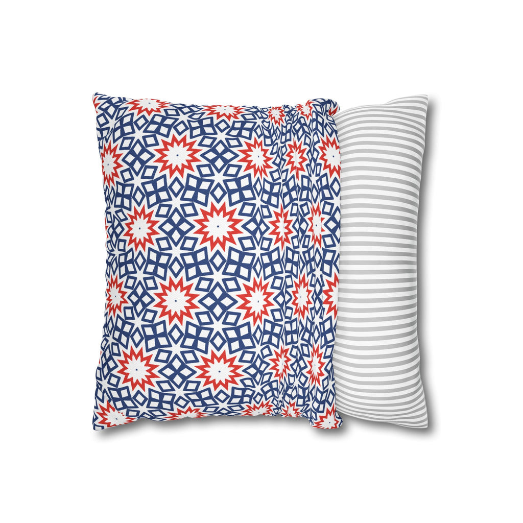 Red White & Blue Holiday THROW PILLOW COVER – Patriotic Square Throw Pillow Cover