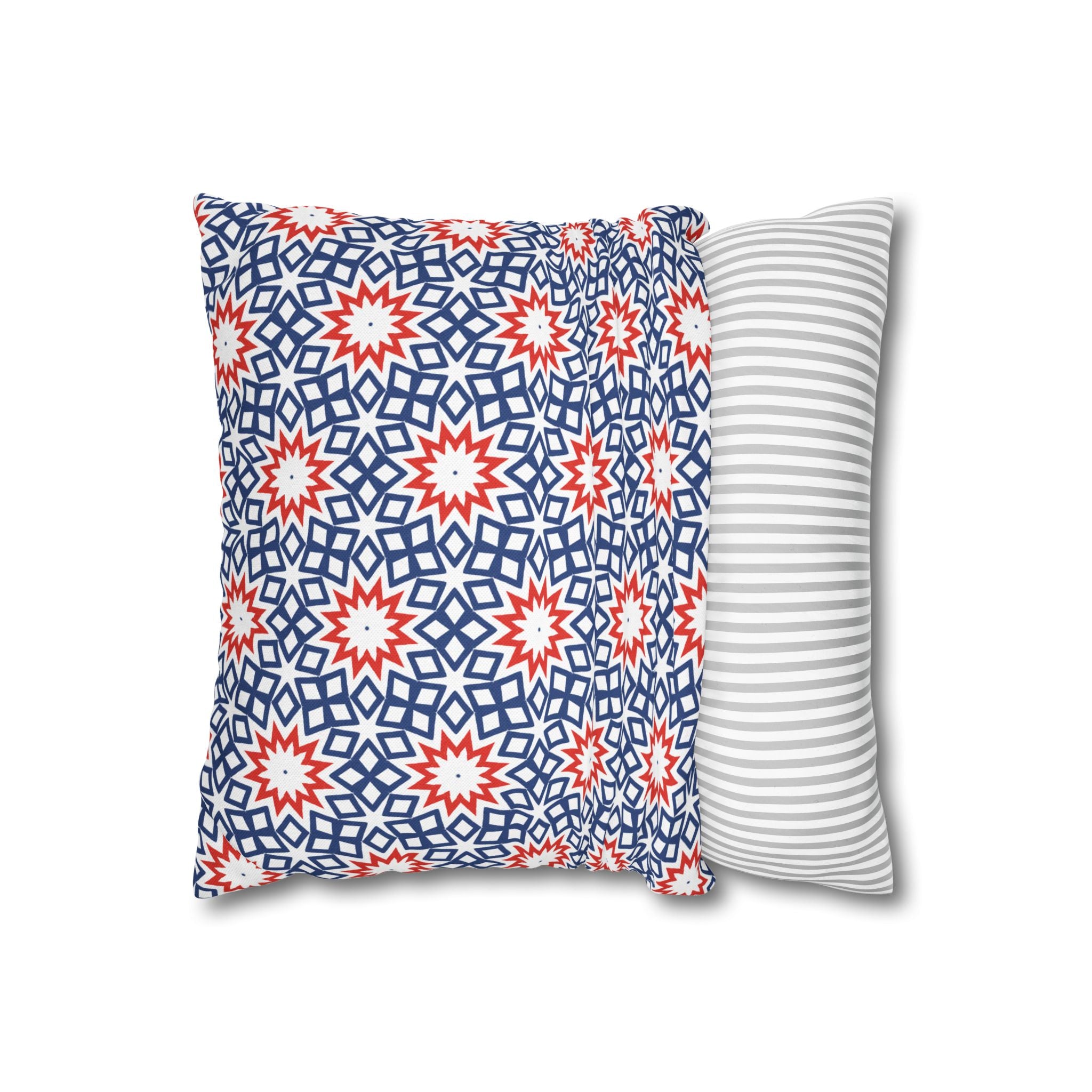 Red White & Blue Holiday THROW PILLOW COVER – Patriotic Square Throw Pillow Cover