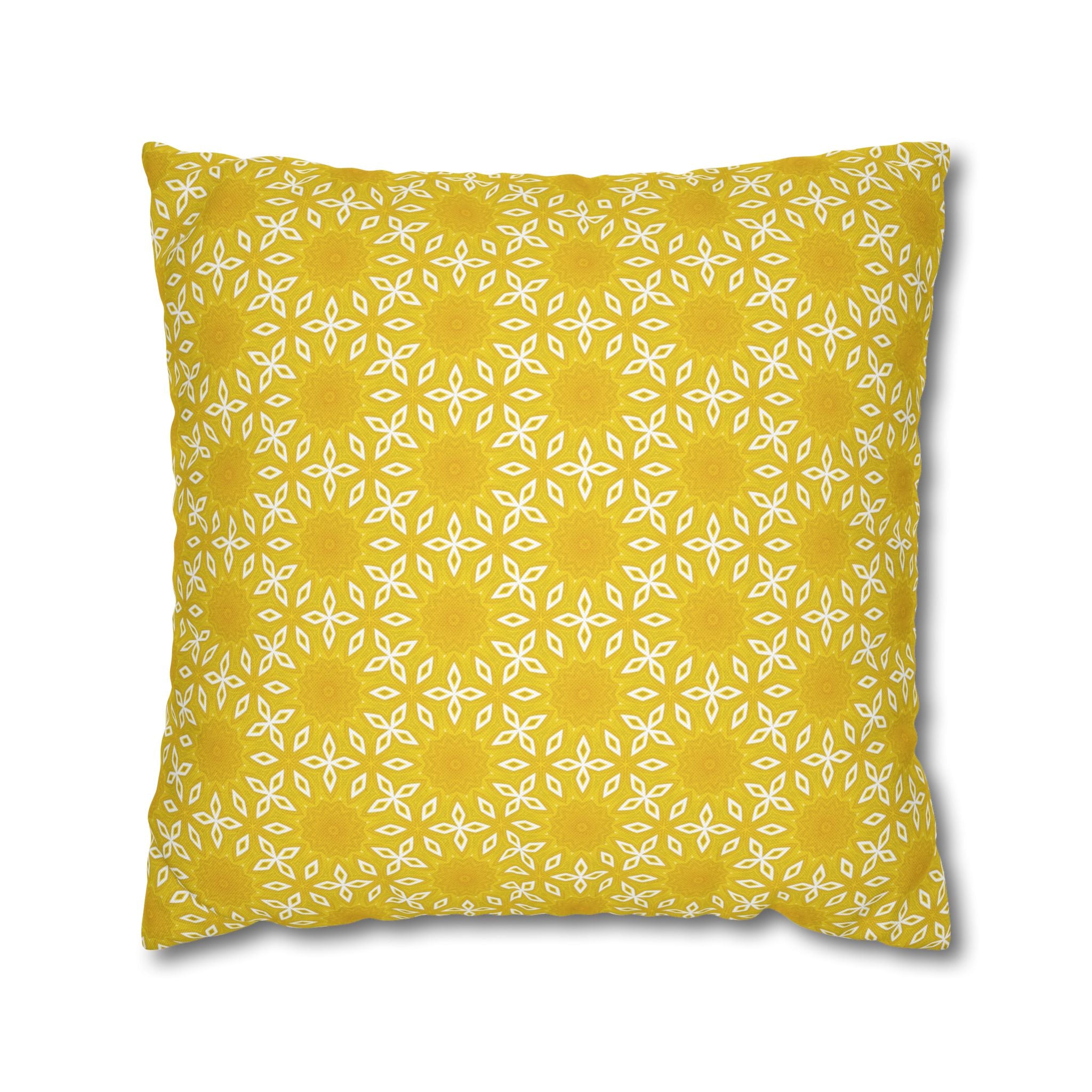 Sunny Blooms Yellow Pattern Decorative THROW PILLOW COVER — Square Throw Pillow Cover