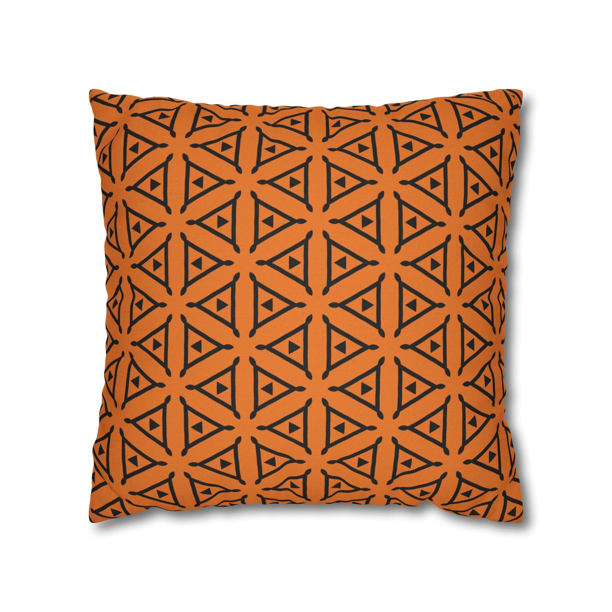 Modern Triangle Pattern Orange THROW PILLOW COVER — Square Decorative Pillow Cover