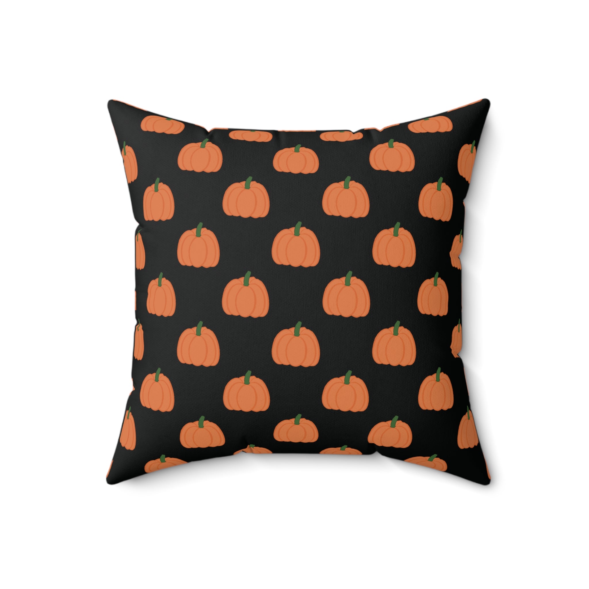 Black Halloween Pumpkin Pattern Pillow — Spun Polyester Decorative Throw Pillow