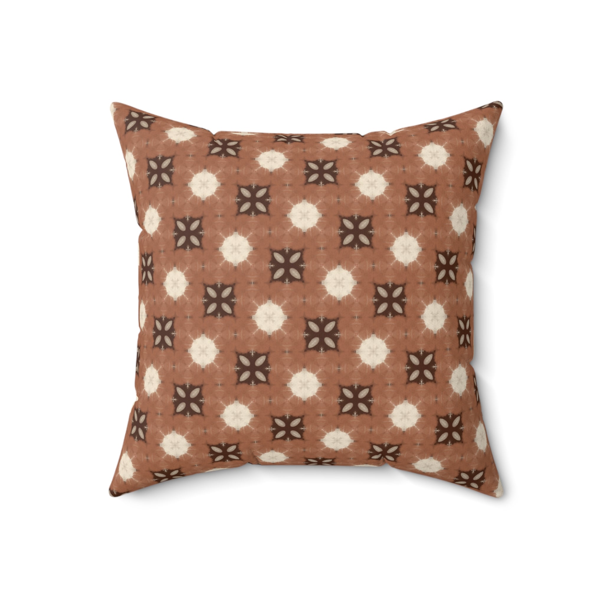 Retro Brown Geometric Throw Pillow — Midcentury Pattern Accent Cushion