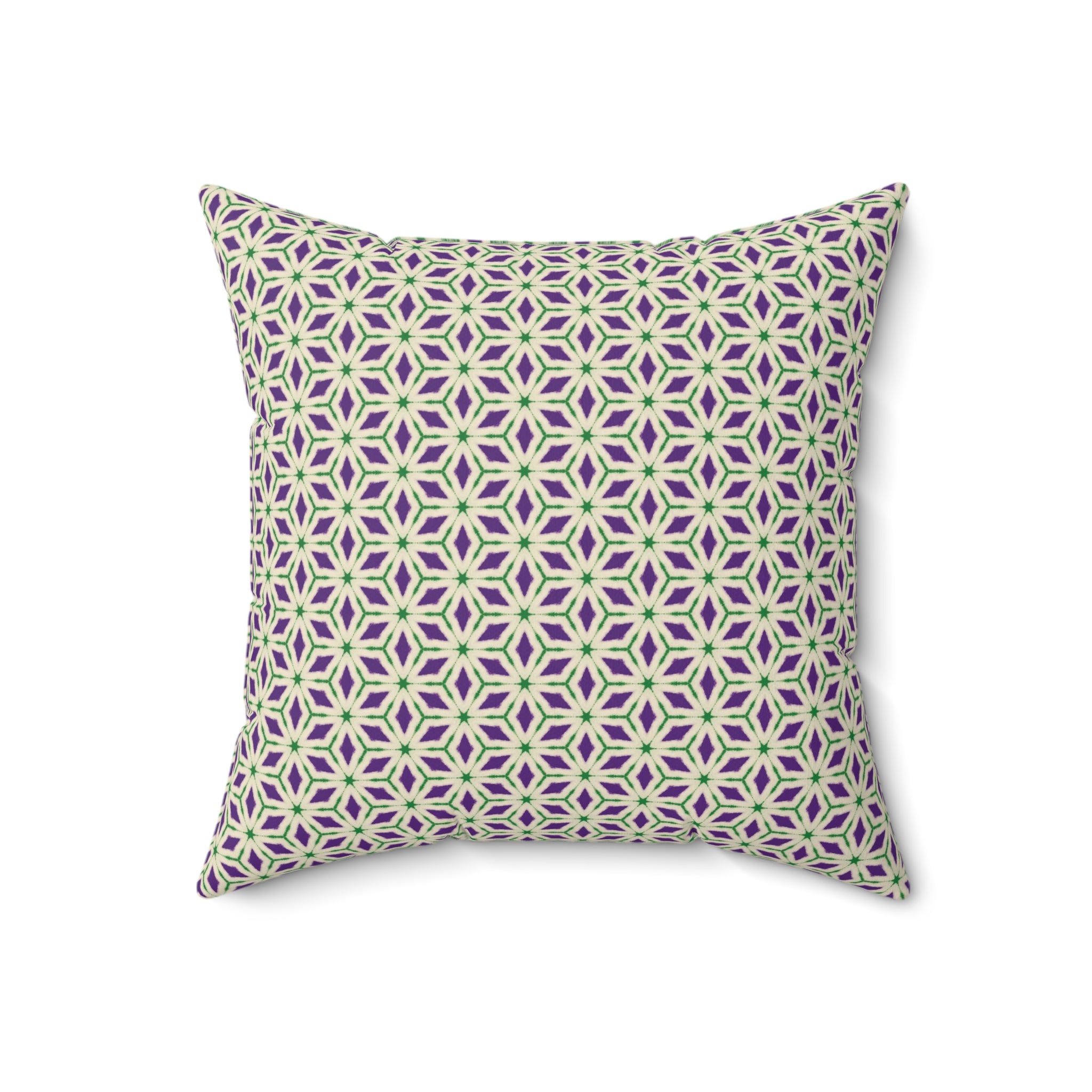 Purple & Green Floral Pattern Decorative Pillow — Modern Moroccan Tile Throw Pillow