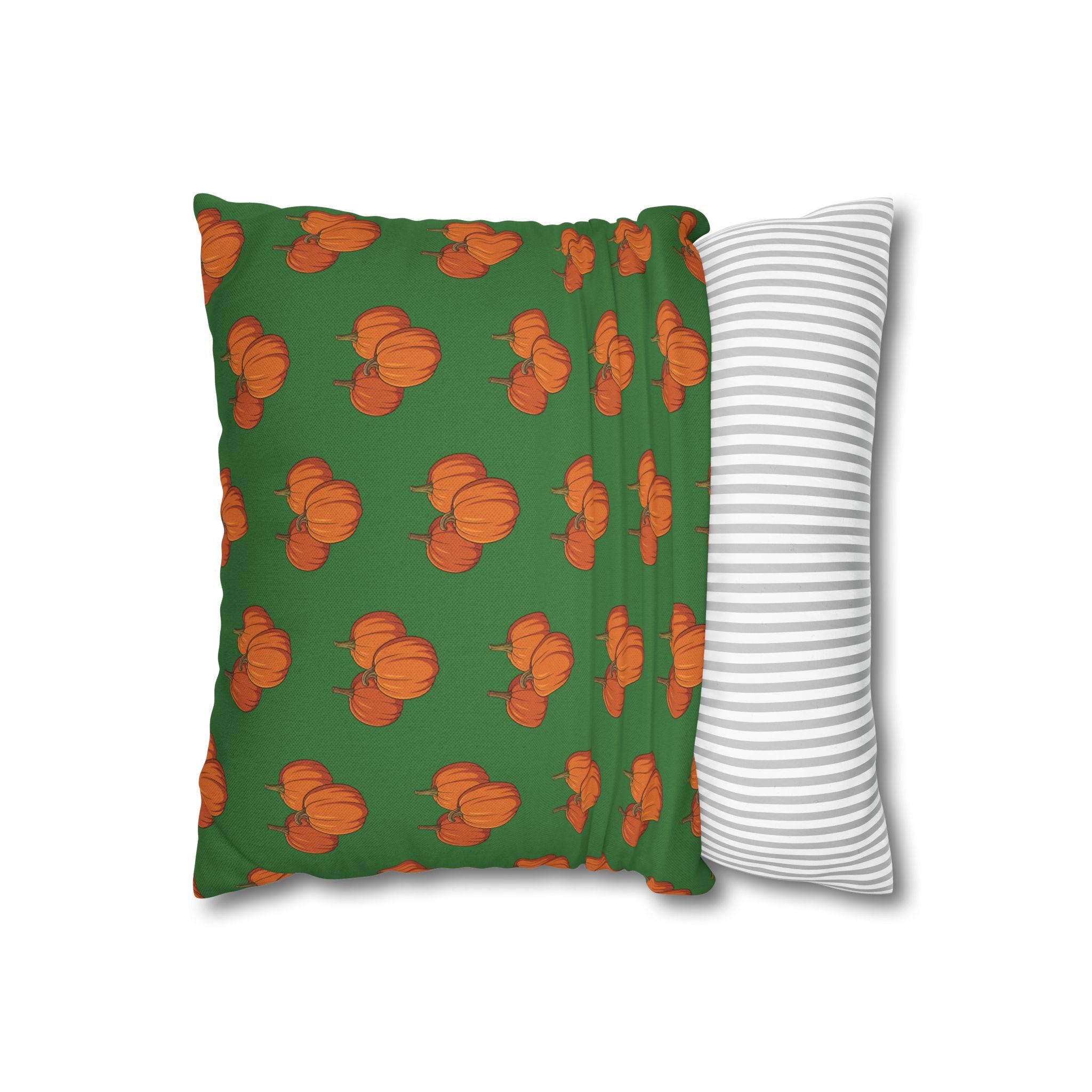 Green Autumn Pumpkin Pattern THROW PILLOW COVER — Fall Decorative Throw Pillow Cover