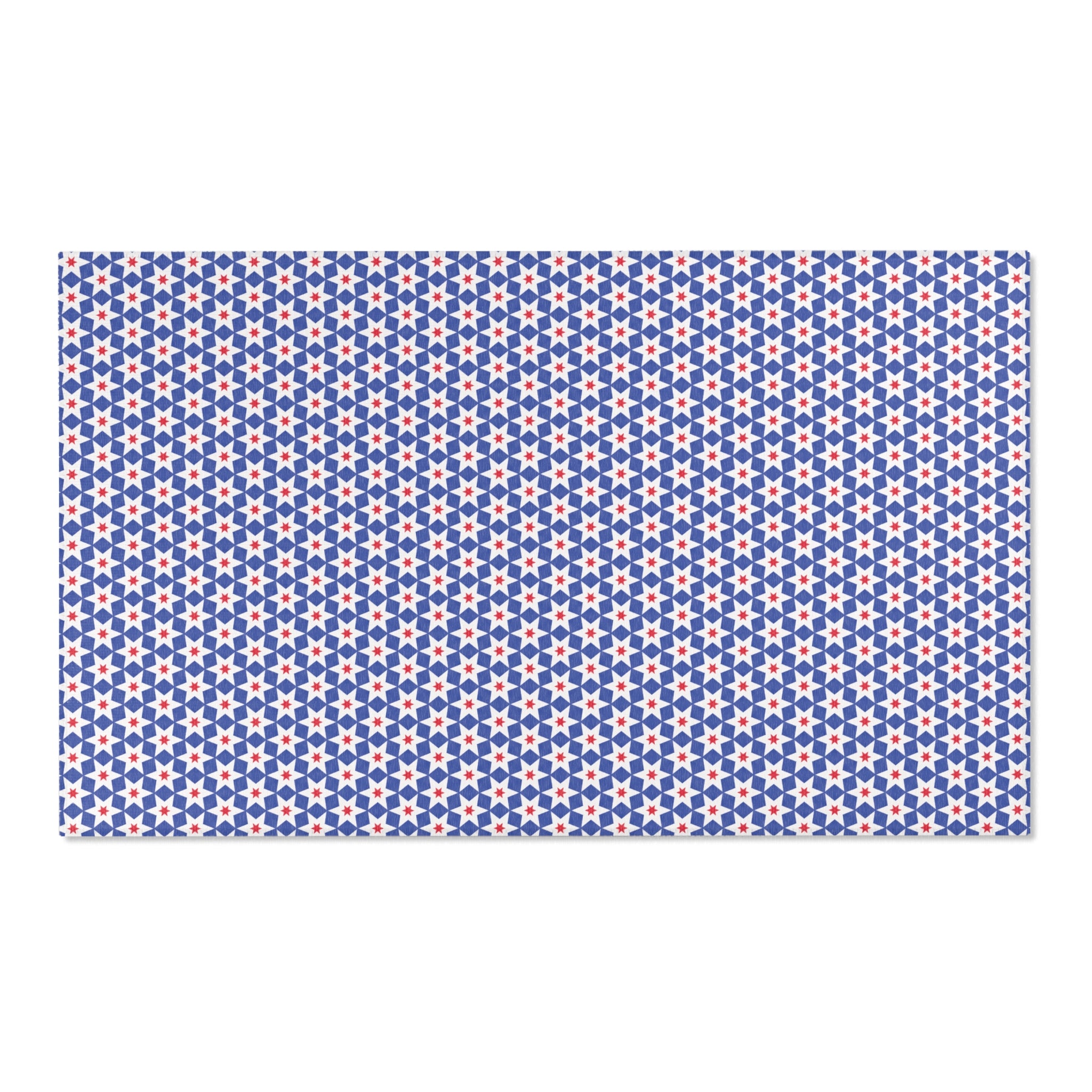 Independence Day Stars Red White and Blue Pattern Area Rug – Red, White & Blue Geometric Floor Mat