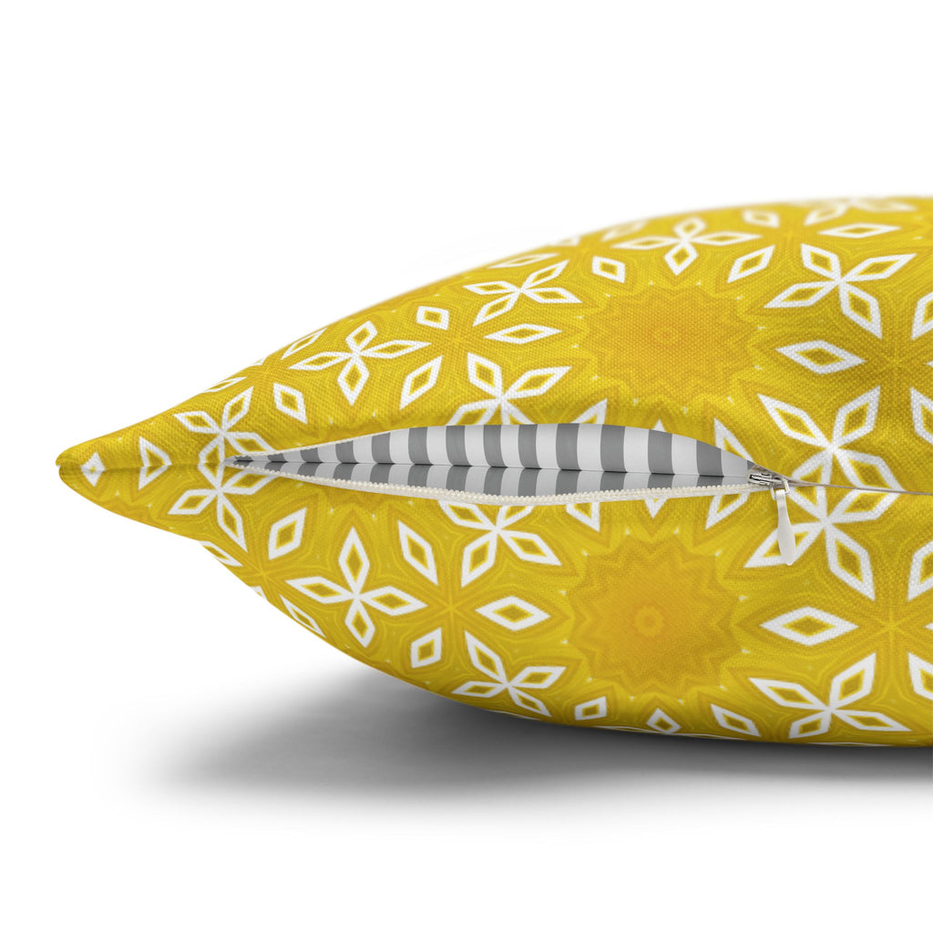 Sunny Blooms Yellow Pattern Decorative THROW PILLOW COVER — Square Throw Pillow Cover