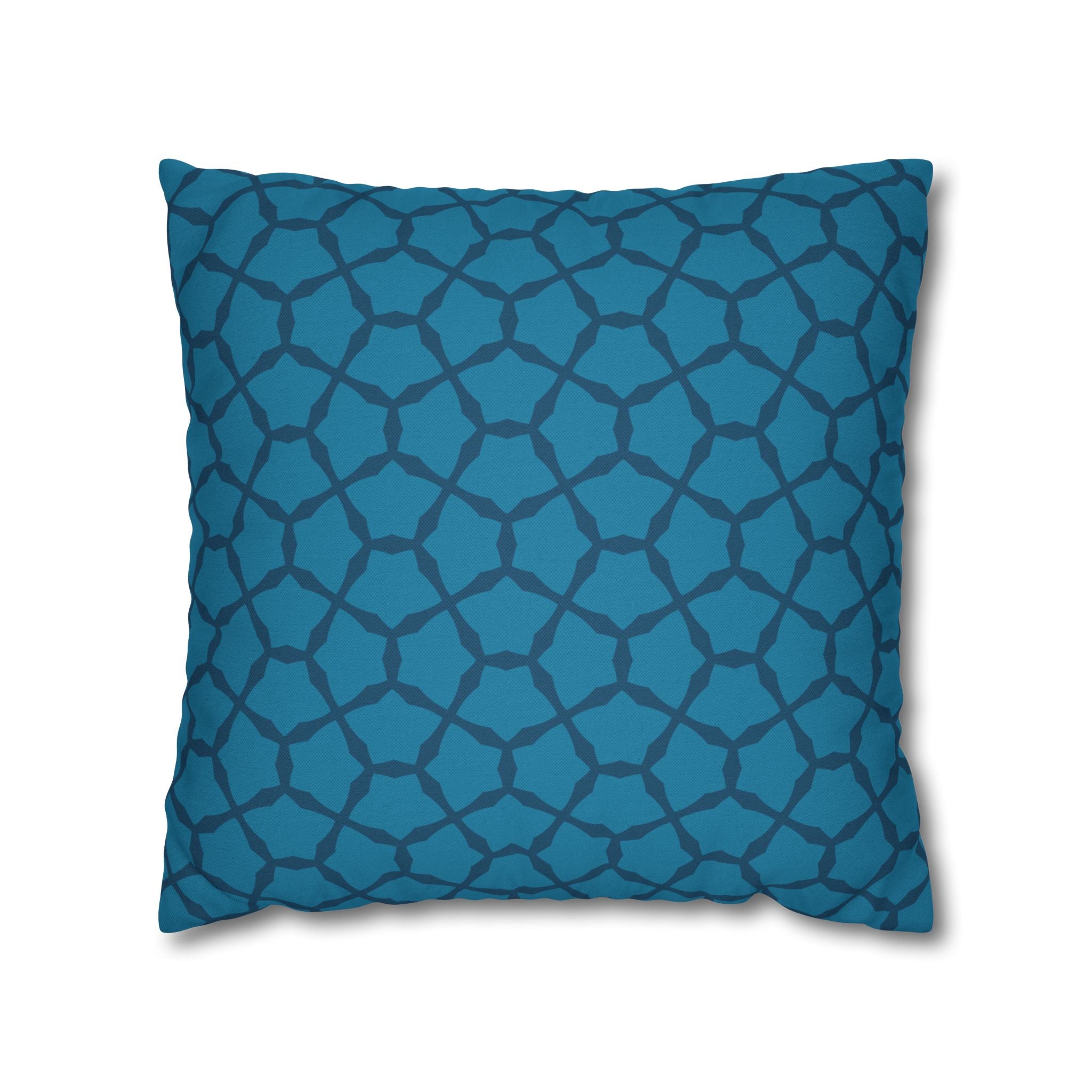Turquoise Blue Lattice Pattern THROW PILLOW COVER — Modern Decorative Square Pillow Cover