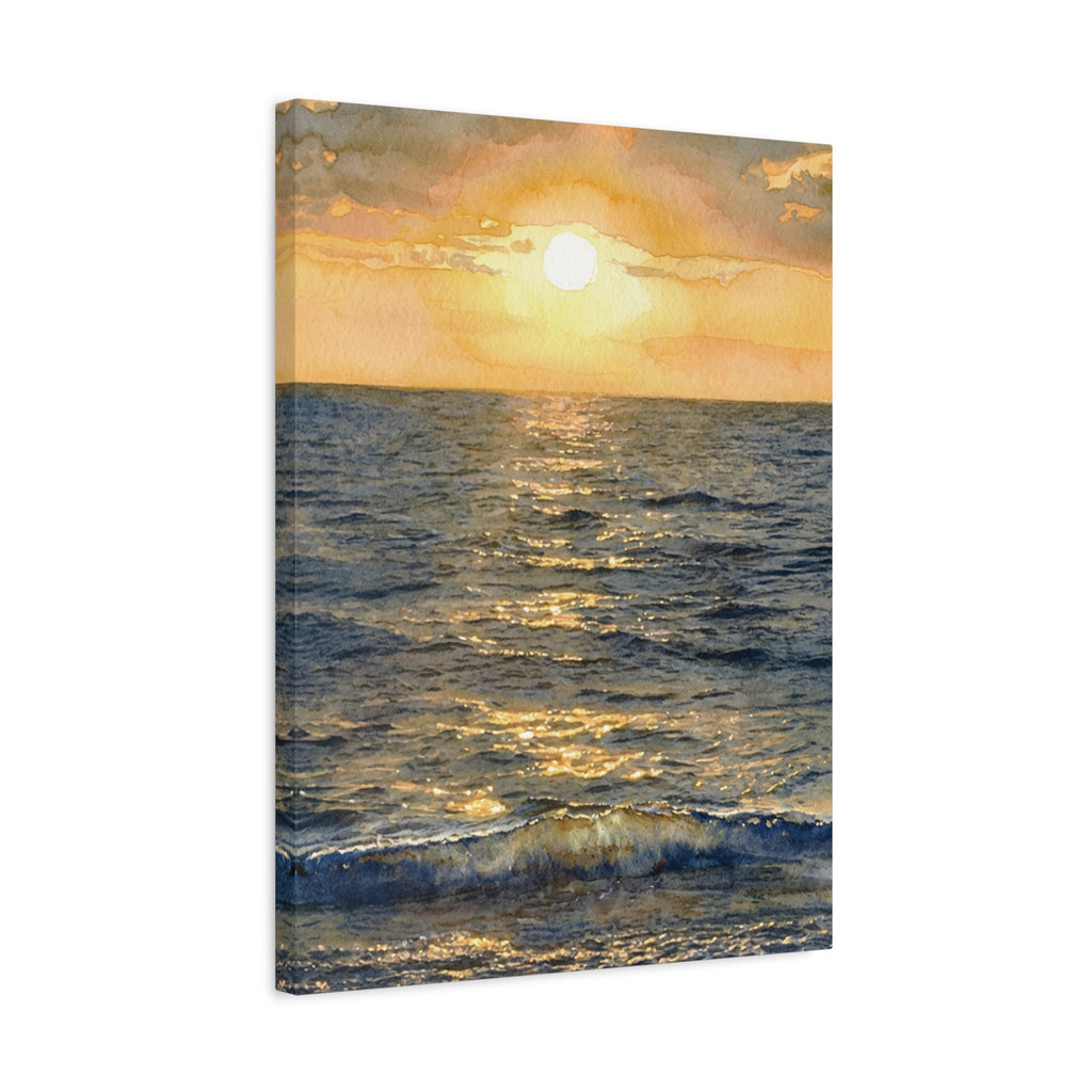 Sunset Over Ocean Matte Canvas Print — Stretched Wall Art