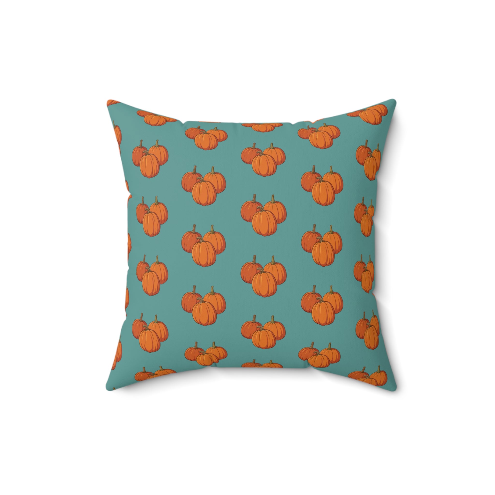 Teal Autumn Pumpkin Pattern Throw Pillow — Fall Decorative Accent Cushion